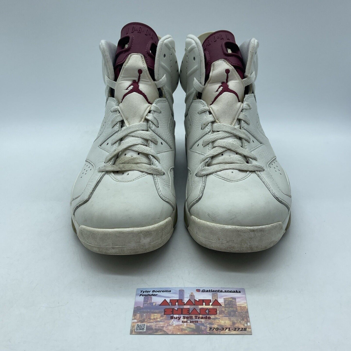 Size 10.5 - Air Jordan 6 Retro 2015 Maroon White Suede Leather (384664-116)
