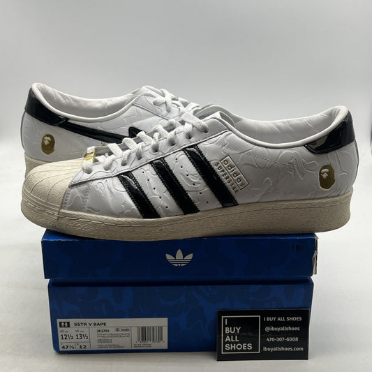 Size 12.5 - adidas BAPE x Superstar Vintage White Black (JR2701)