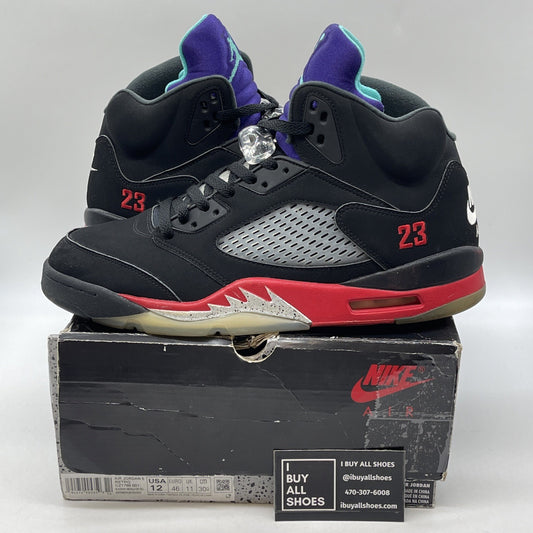 Size 12 - Jordan 5 Retro Top 3 Black Red Silver Suede (CZ1786-001)
