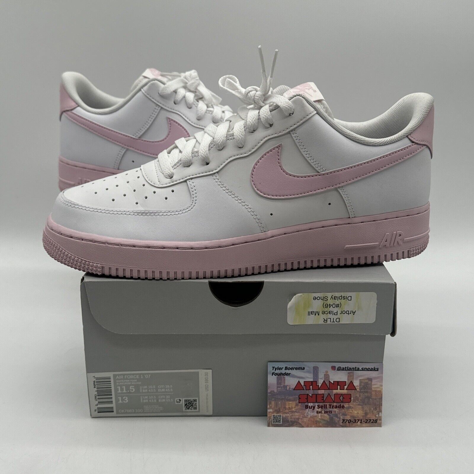 Size 11.5 - Nike Air Force 1 '07 Low White Pink Sole Leather Easter Rare Colorwa