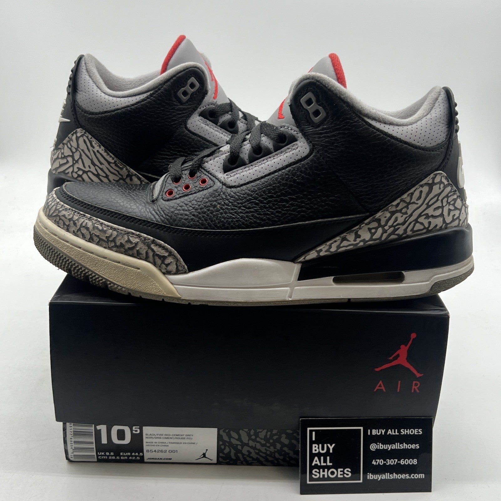 Size 10.5 - Air Jordan 3 Retro OG Mid Black Cement (854262-001)