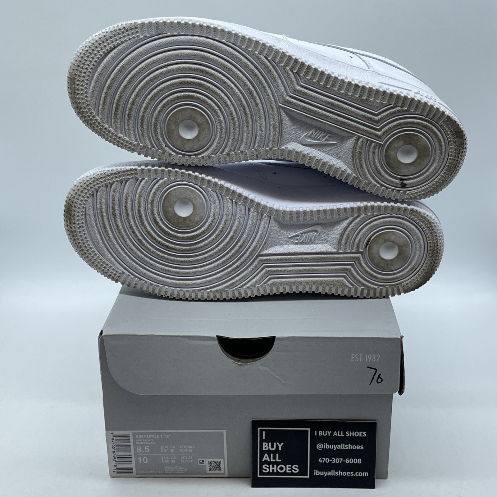Size 8.5 - Nike Air Force 1 '07 Low Triple White Leather (CW2288-111)