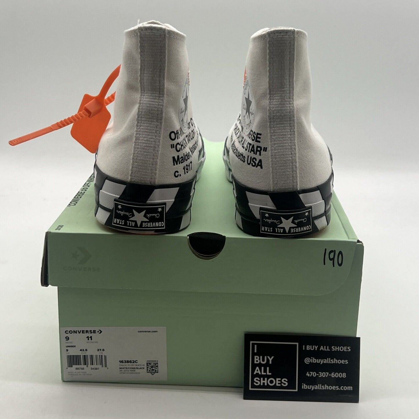 Size 9 - Converse Off-White x Chuck 70 White (163862C)