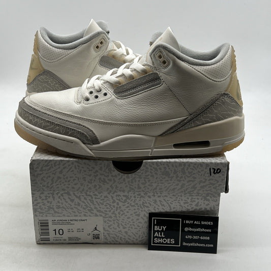 Size 10 - Air Jordan 3 Retro Craft Ivory/Grey White Leather (FJ9579-100)