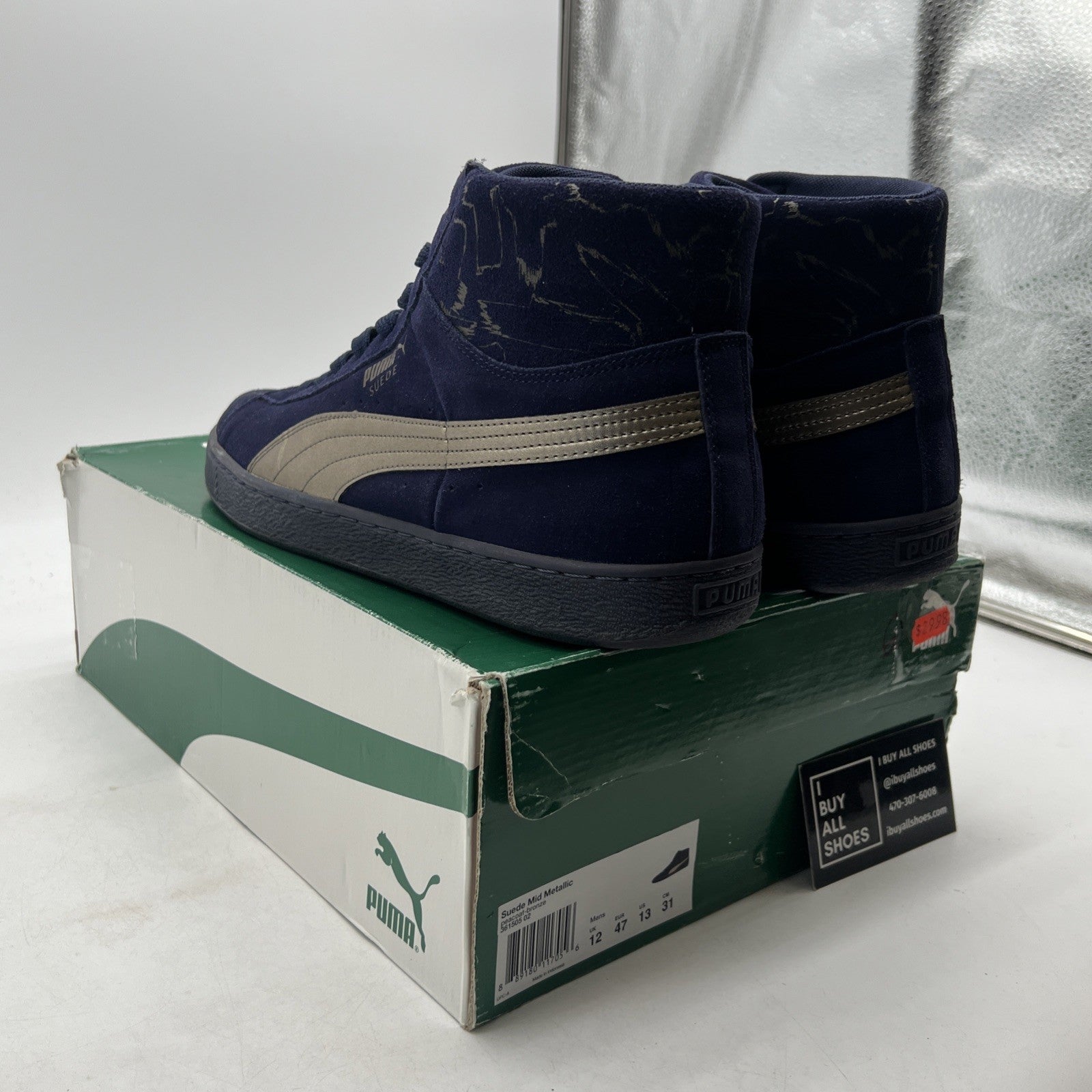 Size 12 - Blue Navy Puma Suede Classic Mid Blue Gum Mid-Top (361505-02)