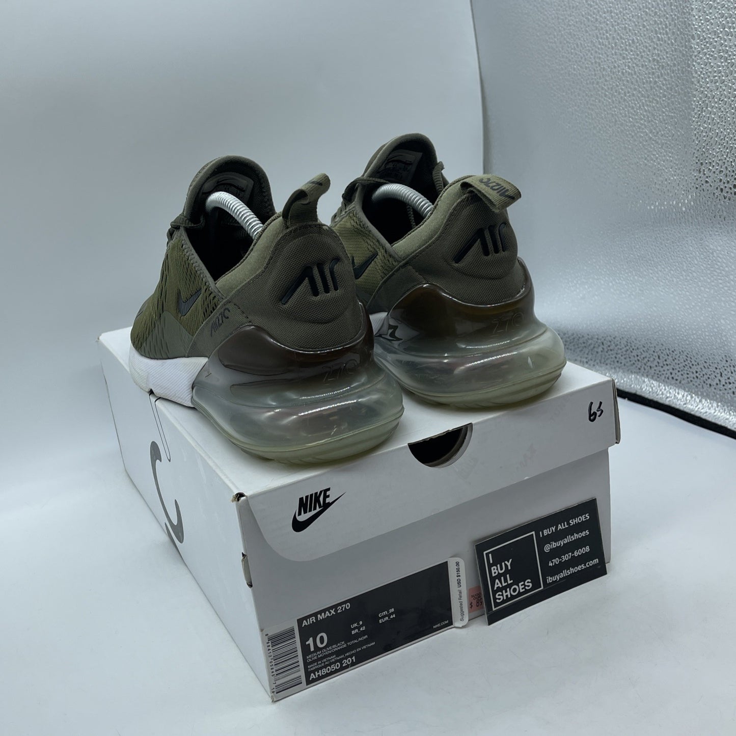 Size 10 - Nike Air Max 270 Medium Olive Green Black Suede Leather (AH8050-201)