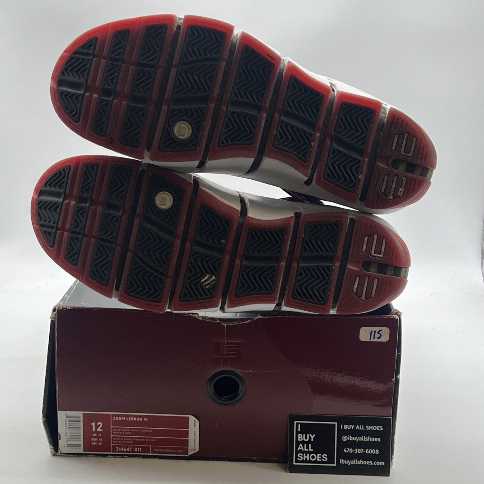 Size 12 - Nike Zoom LeBron 4 Black White Red (314647-011)