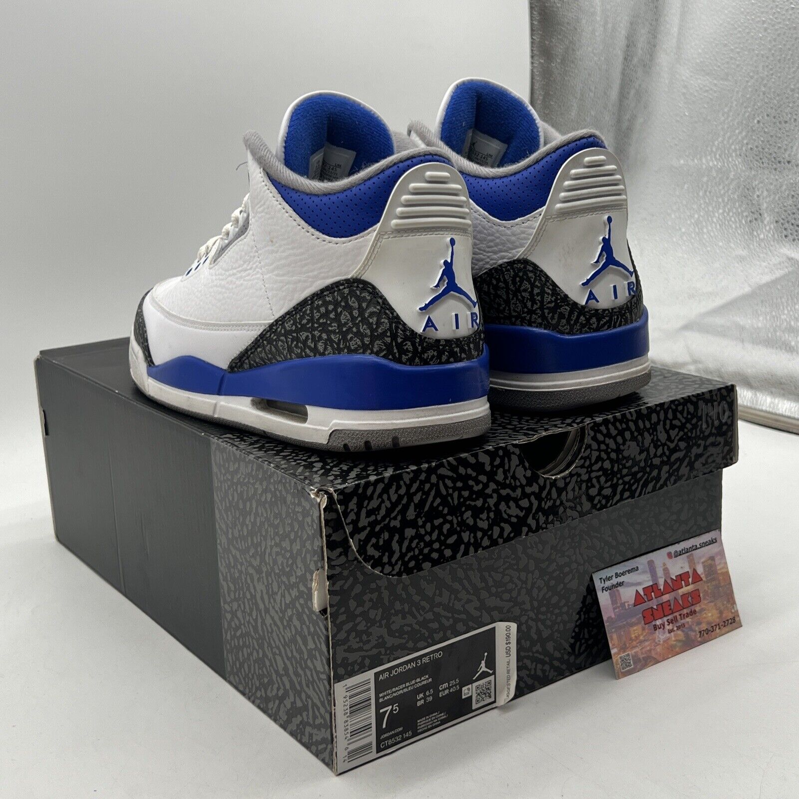 Size 7.5 - Jordan 3 Retro Mid Racer Blue White Black (CT8532-145)