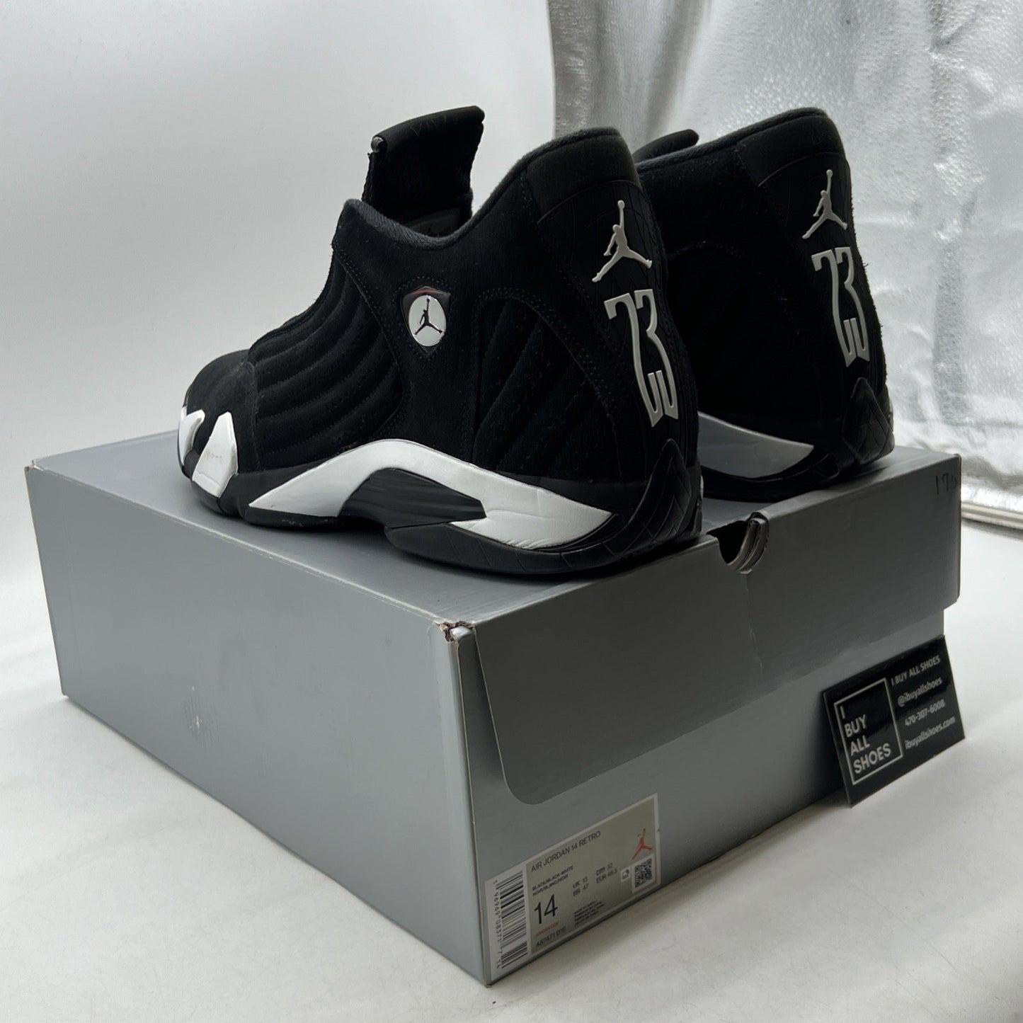 Size 14 - Air Jordan 14 Retro Black White (487471-016)
