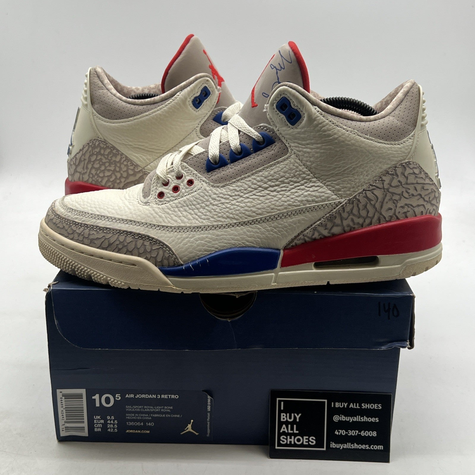 Size 10.5 - Air Jordan 3 Retro International Flight (136064-140)