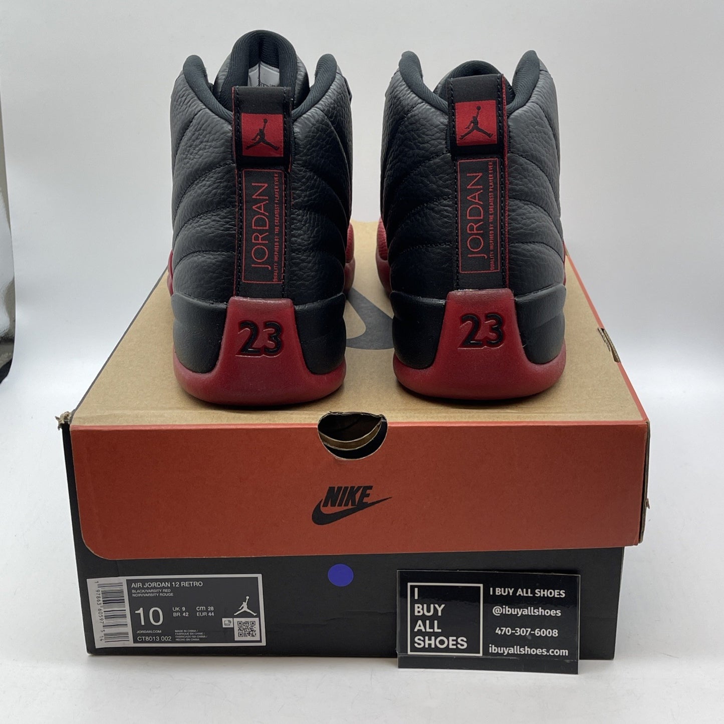 Size 10 - Air Jordan 12 Retro 2025 Flu Game Black Red Leather (CT8013-002)