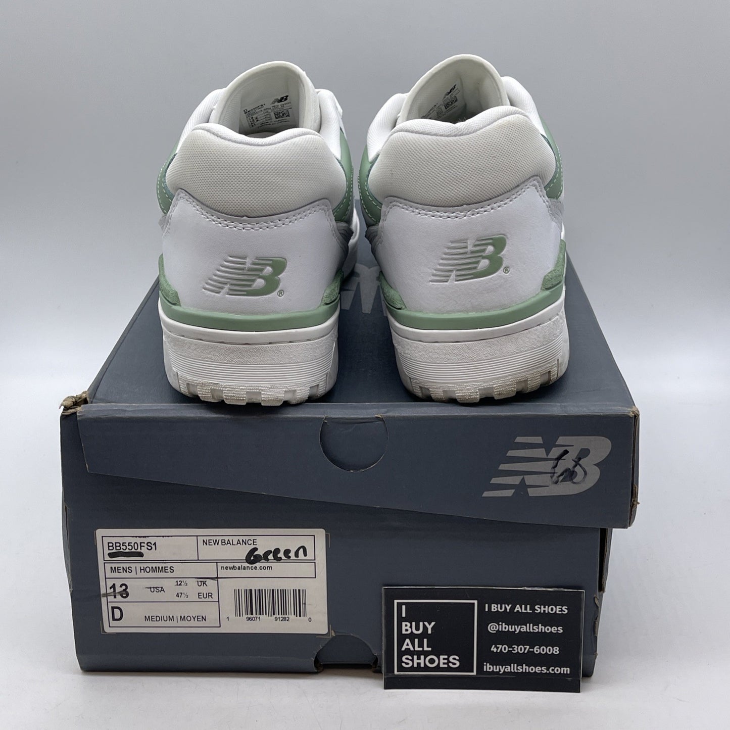 Size 13 - New Balance 550 White Mint Green (BB550FS1)