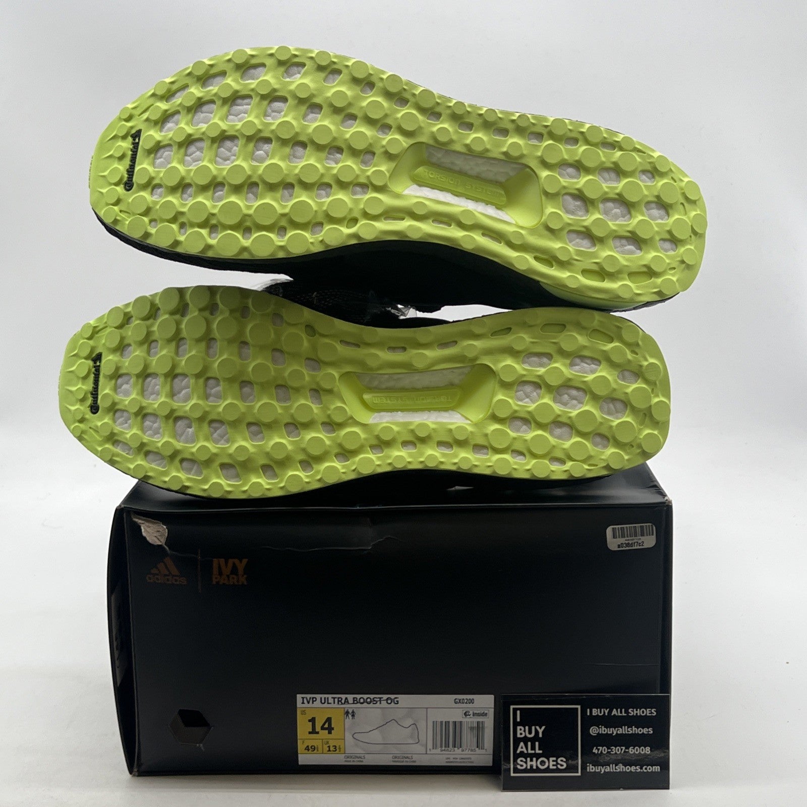 Size 14 - Adidas Ivy Park x UltraBoost Black Hi-Res Yellow (GX0200)