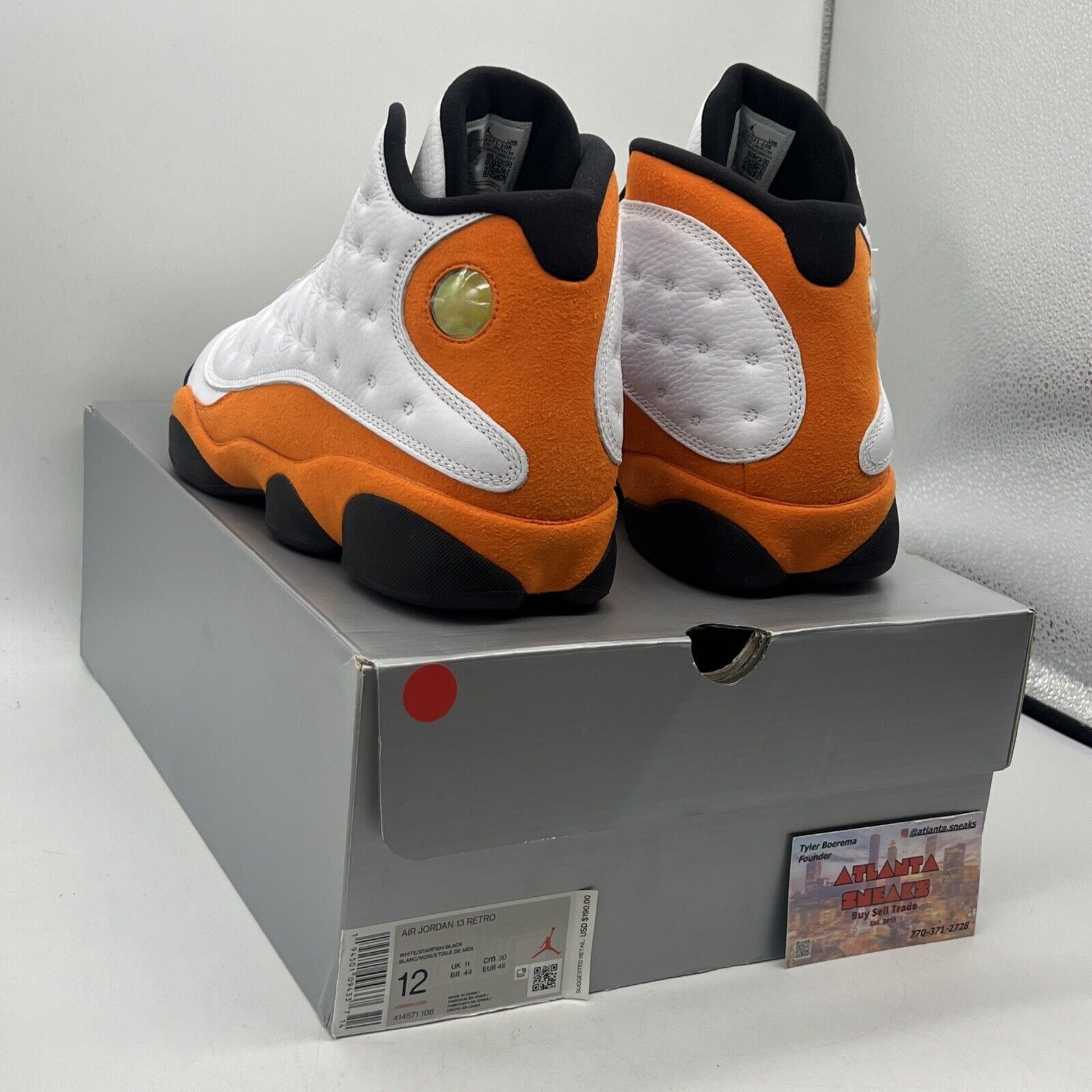 Size 12 - Air Jordan 13 Retro Starfish White Orange Black Leather Suede