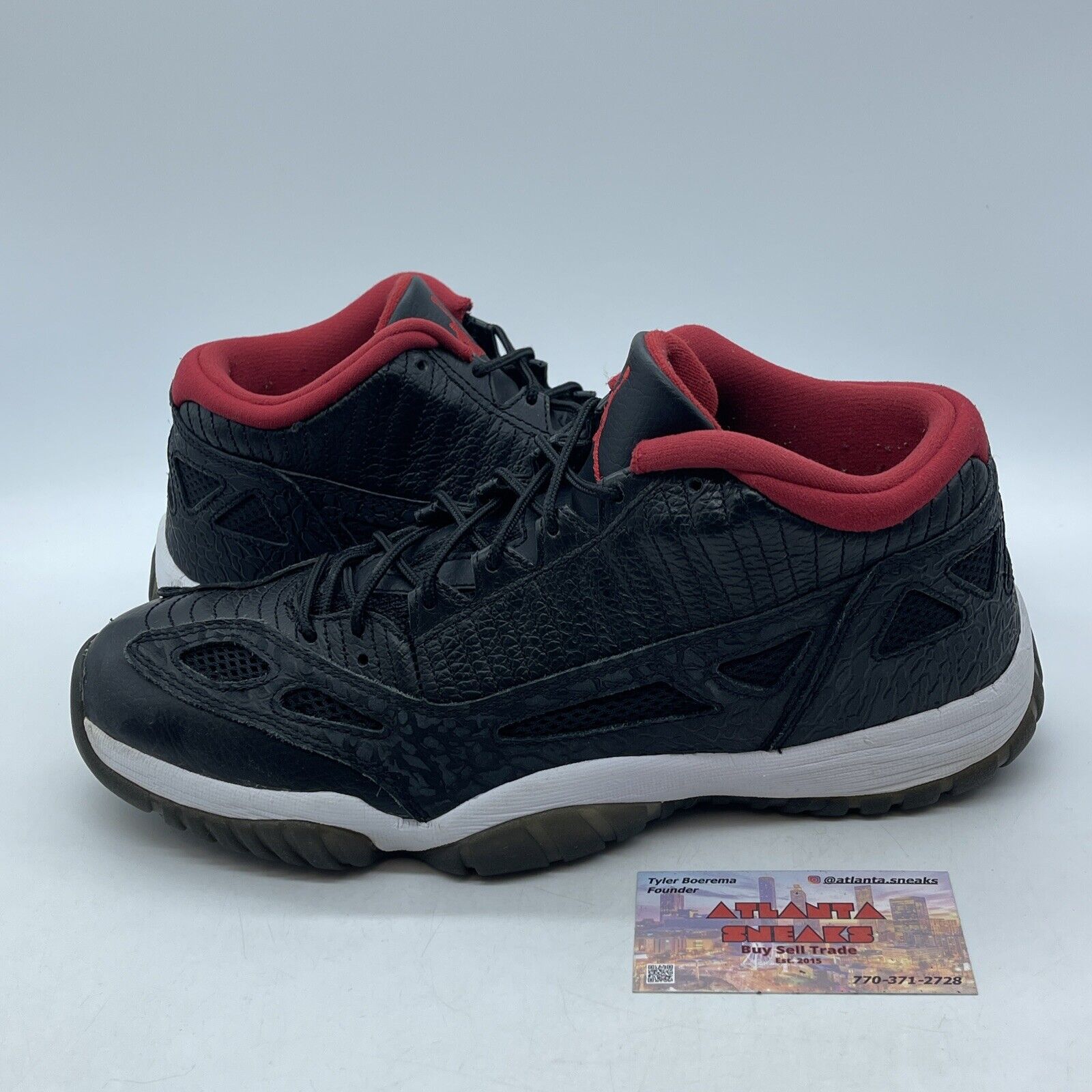 Size 10.5 - Air Jordan 11 Retro IE 2011 Low Black Charcoal Red (306008-001)