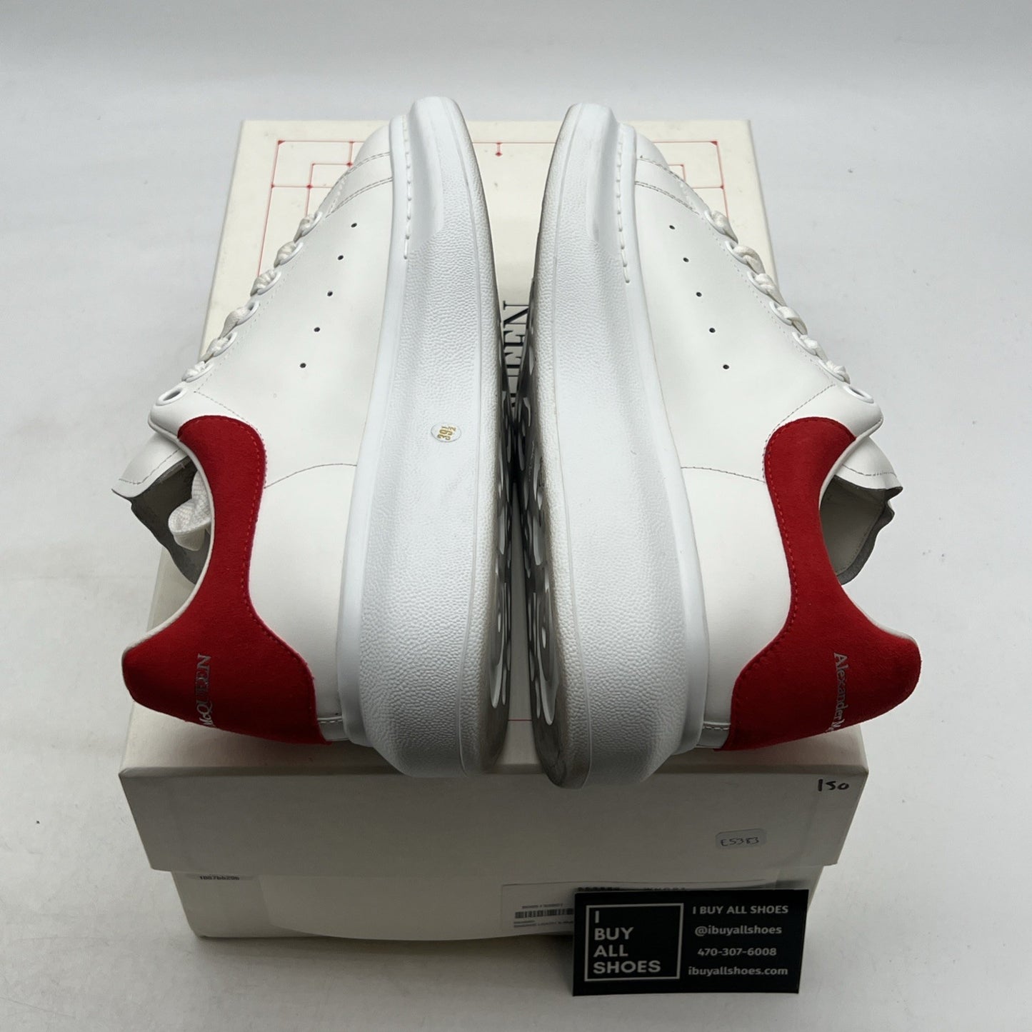 Size 39.5 - Alexander Mcqueen Oversized Platform Leather White/Red Suede
