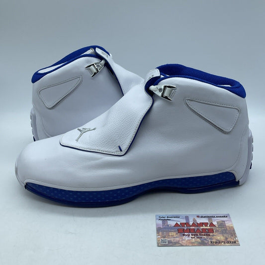 Size 13 - Air Jordan 18 Retro 2018 White Sport Royal Blue Leather (AA2494-106)