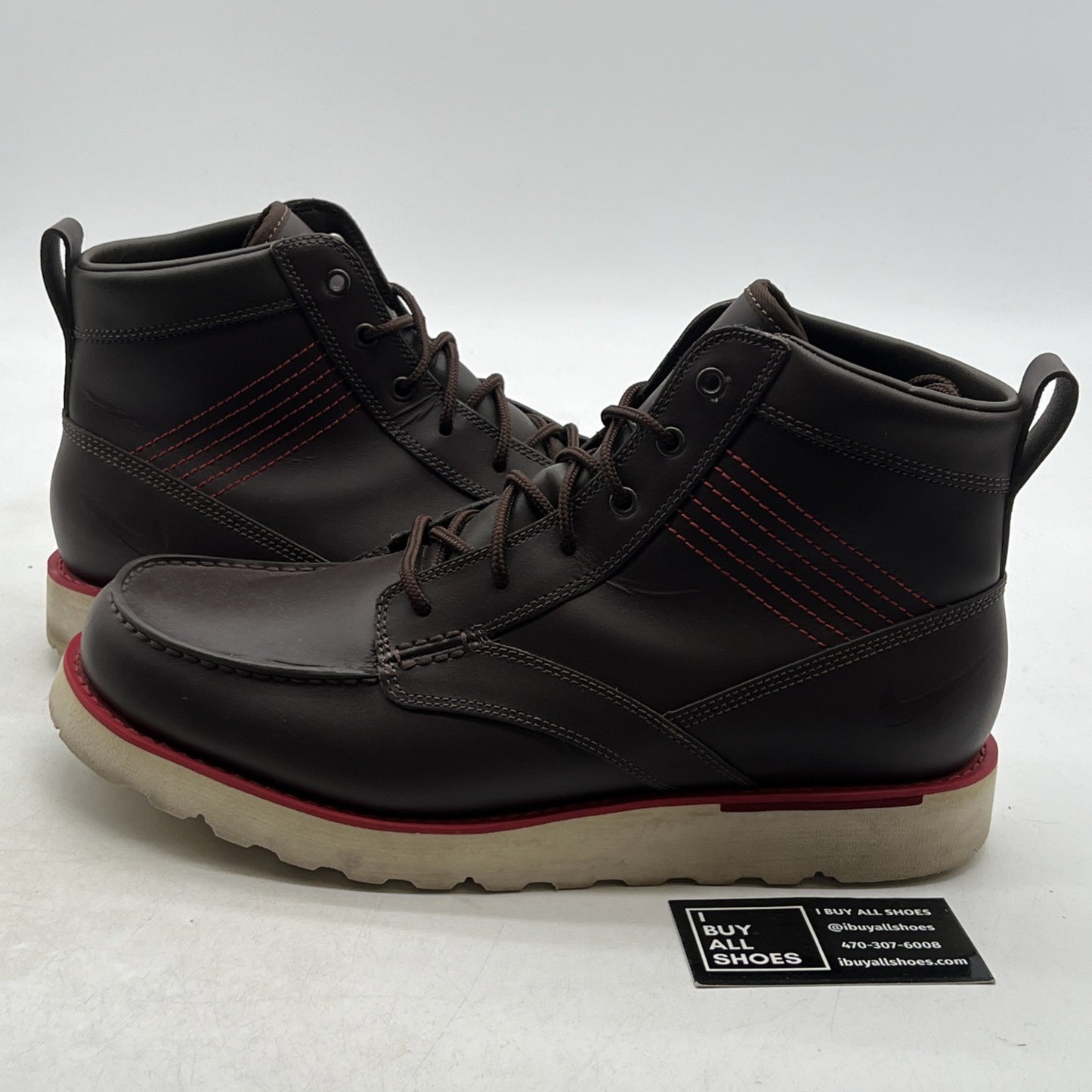 Size 12 - Nike Kingman ACG Boots Men Leather Baroque Brown Red (525387-226)