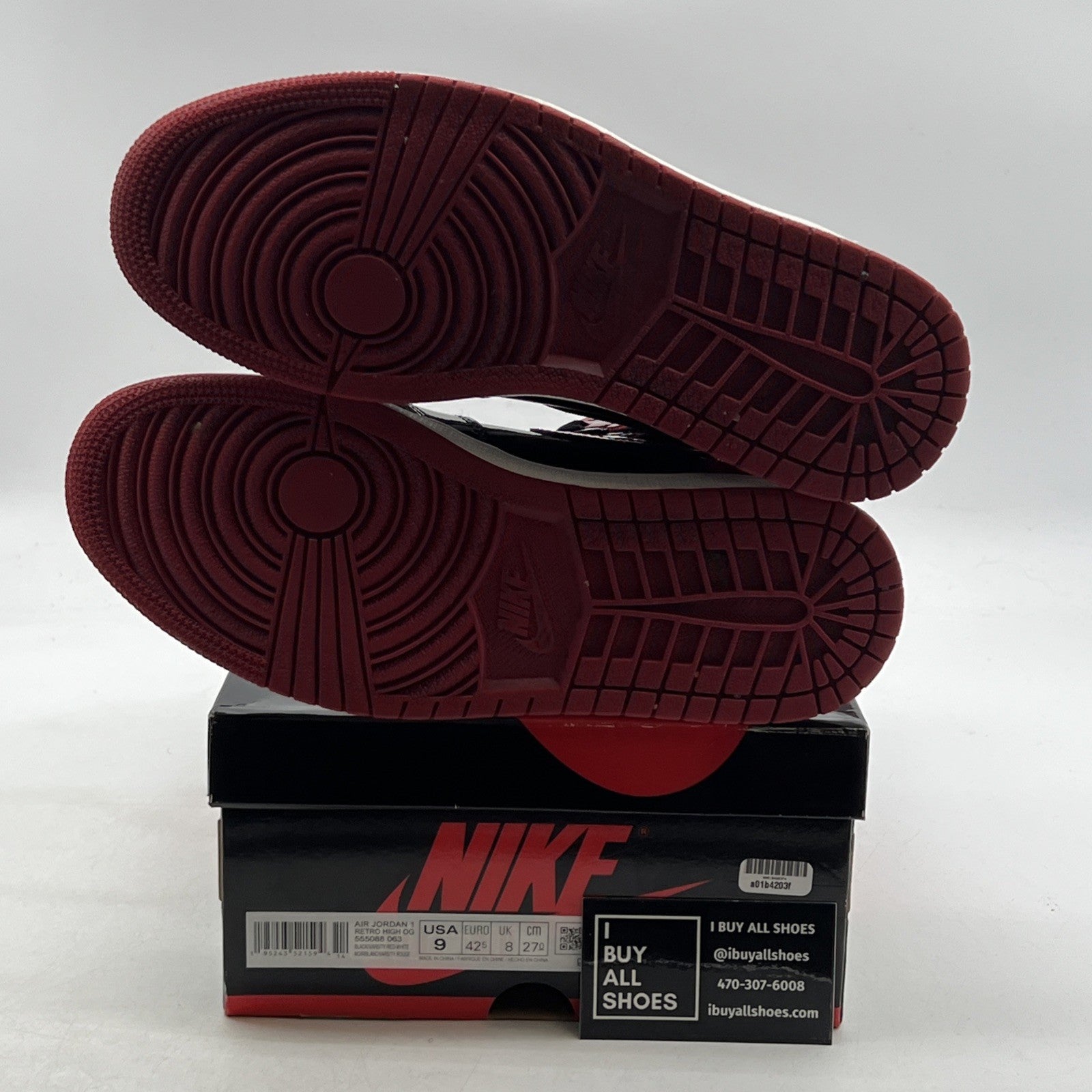 Size 9 - Air Jordan 1 Retro OG High Patent Bred (555088-063)