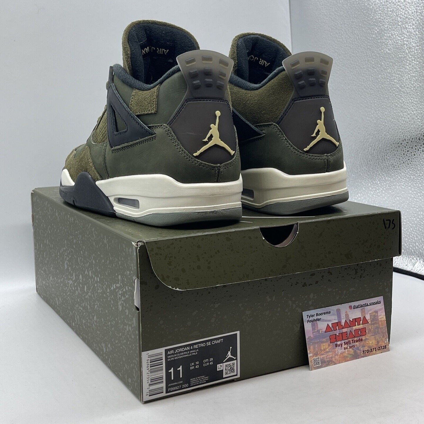 Size 11 - Jordan 4 SE Retro Low Craft - Olive White Black Suede (FB9927-200)