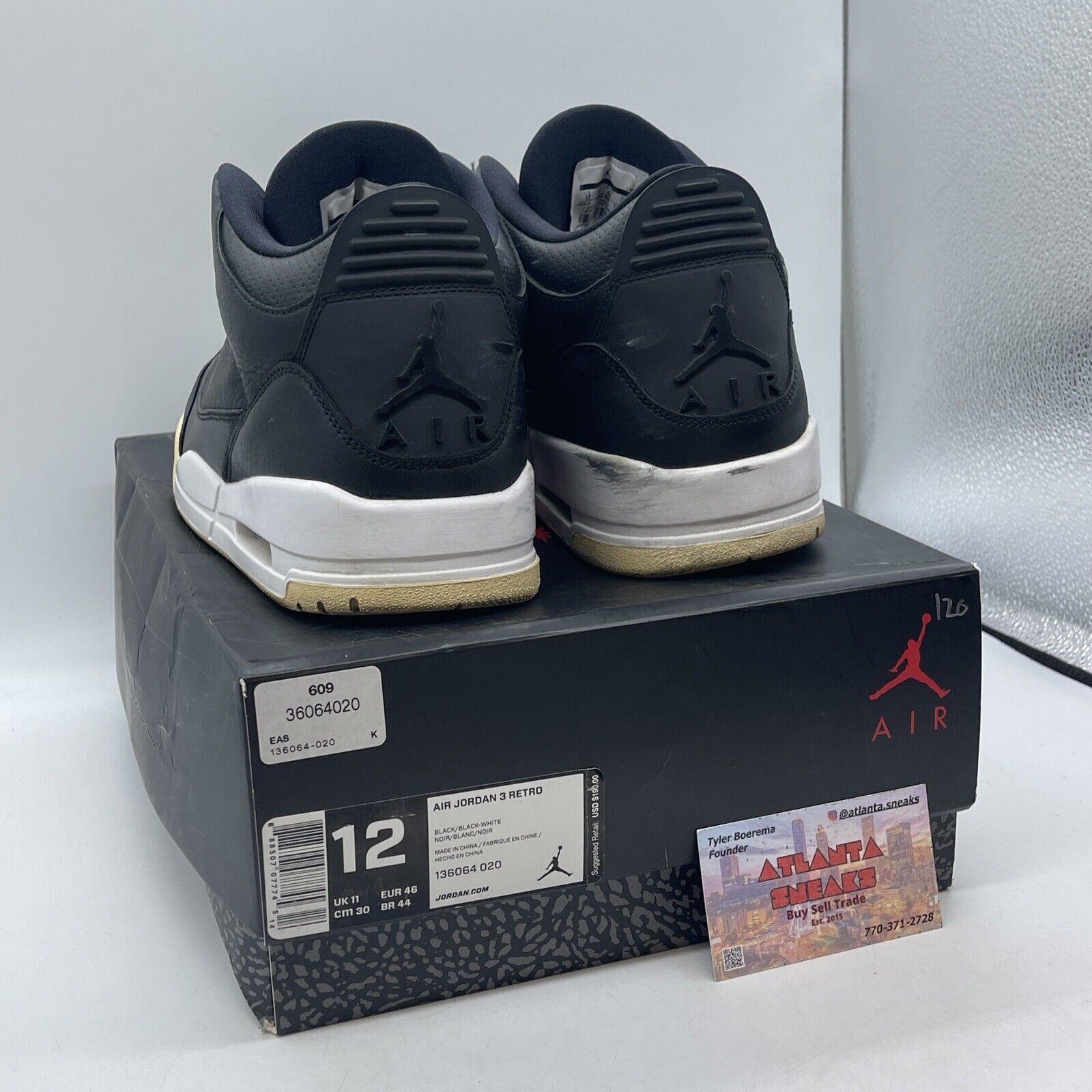 Size 12 - Air Jordan 3 Retro Cyber Monday White Black Leather (136064-020)