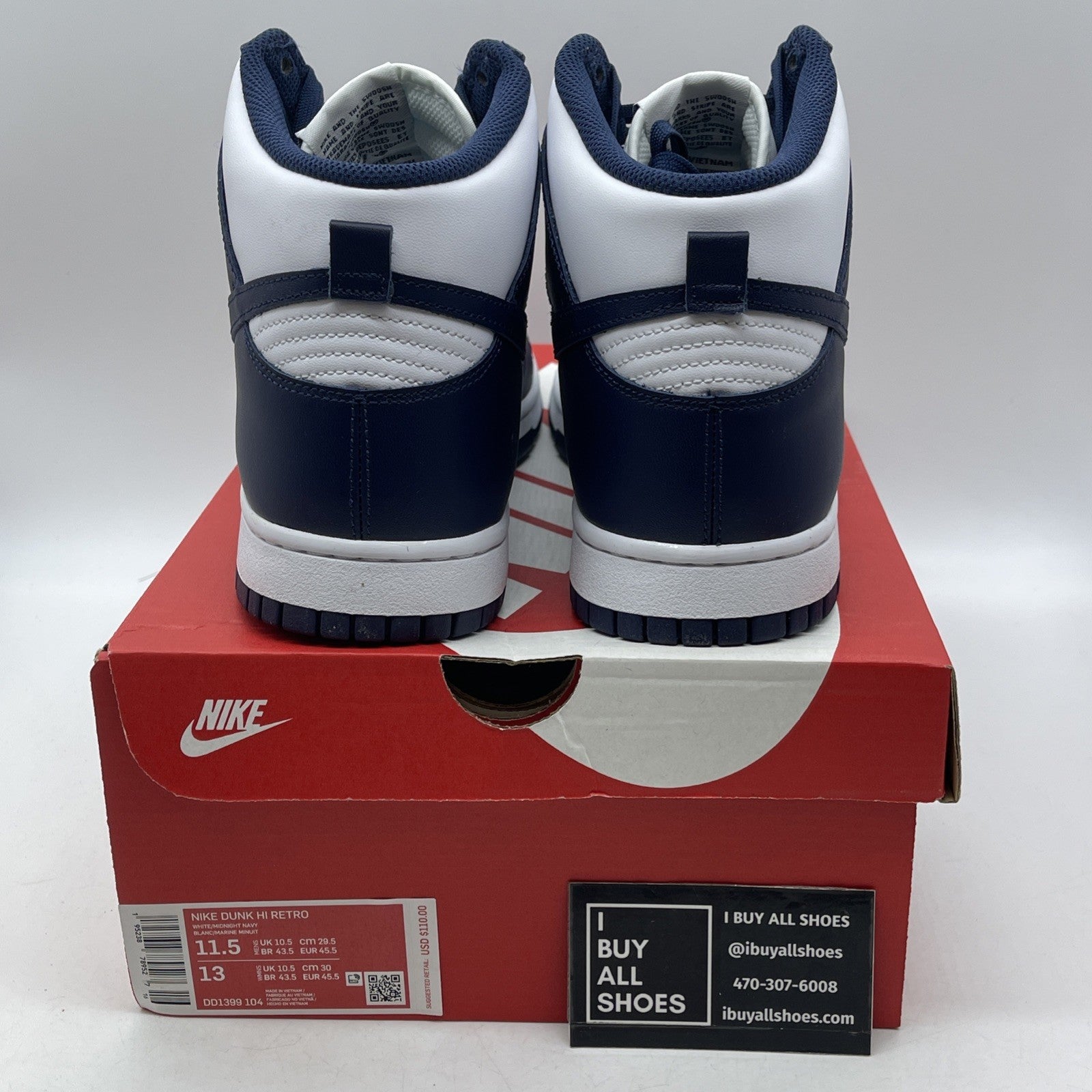 Size 11.5 - Nike Dunk High Midnight Navy (DD1399-104)