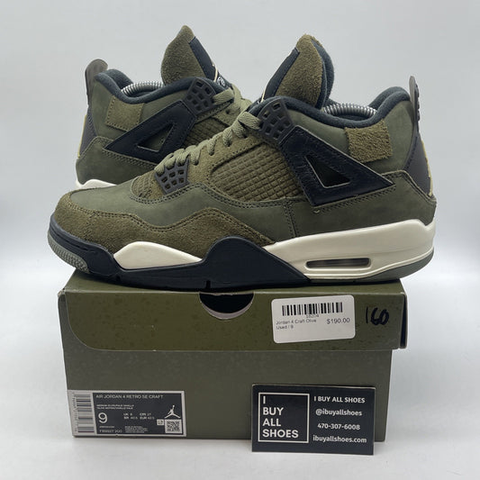Size 9 - Jordan 4 SE Retro Low Craft Olive Black Leather Suede (FB9927-200)