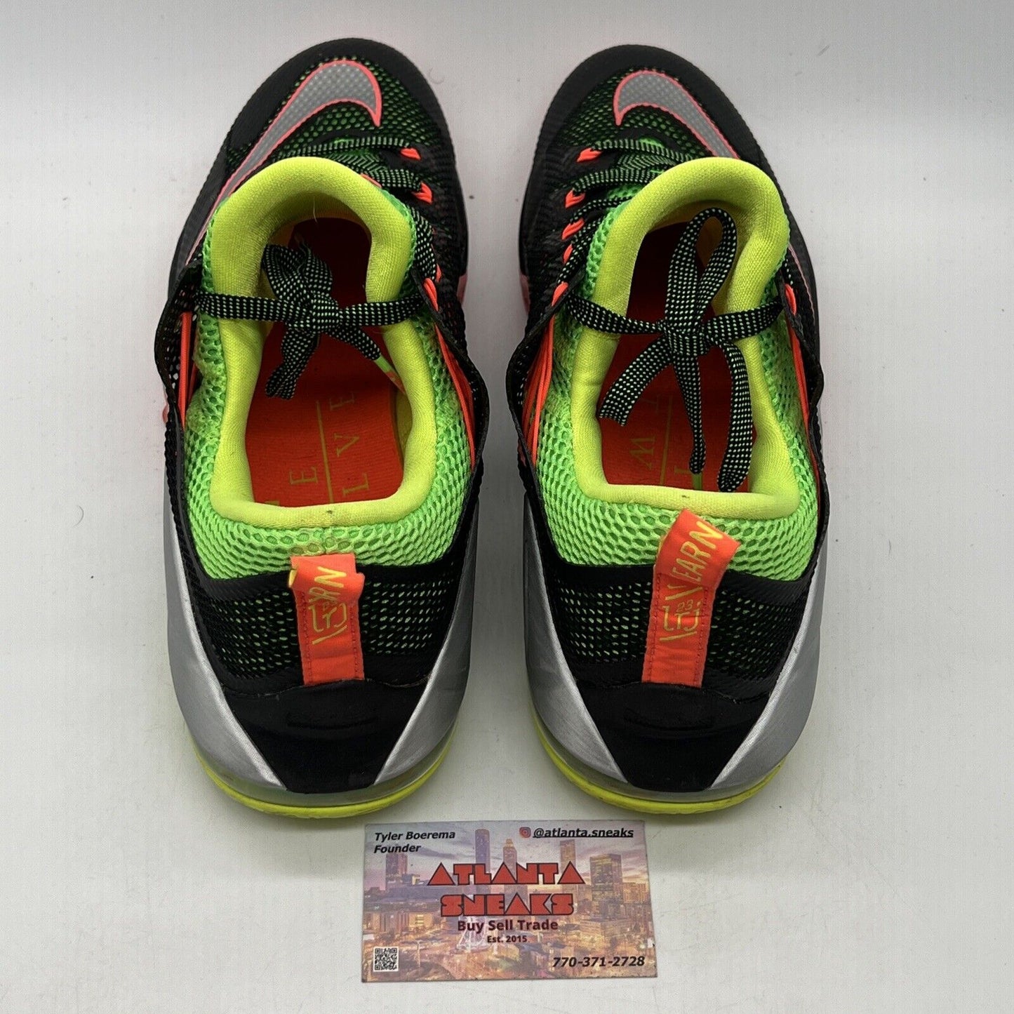 Size 12 - Nike LeBron 12 Low Remix Grey Black Green (724557-003)