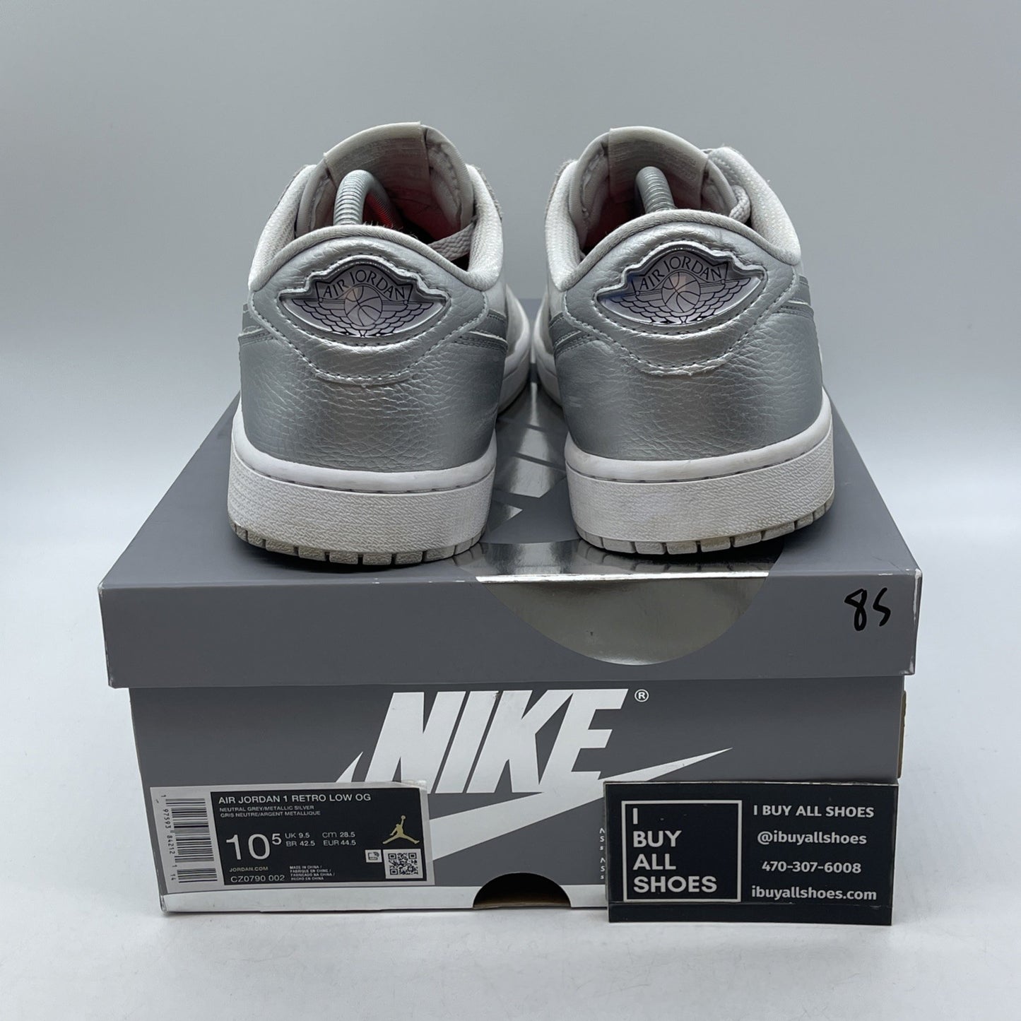 Size 10.5 - Air Jordan 1 Retro OG Low Metallic Silver Grey Suede (CZ0790-002)