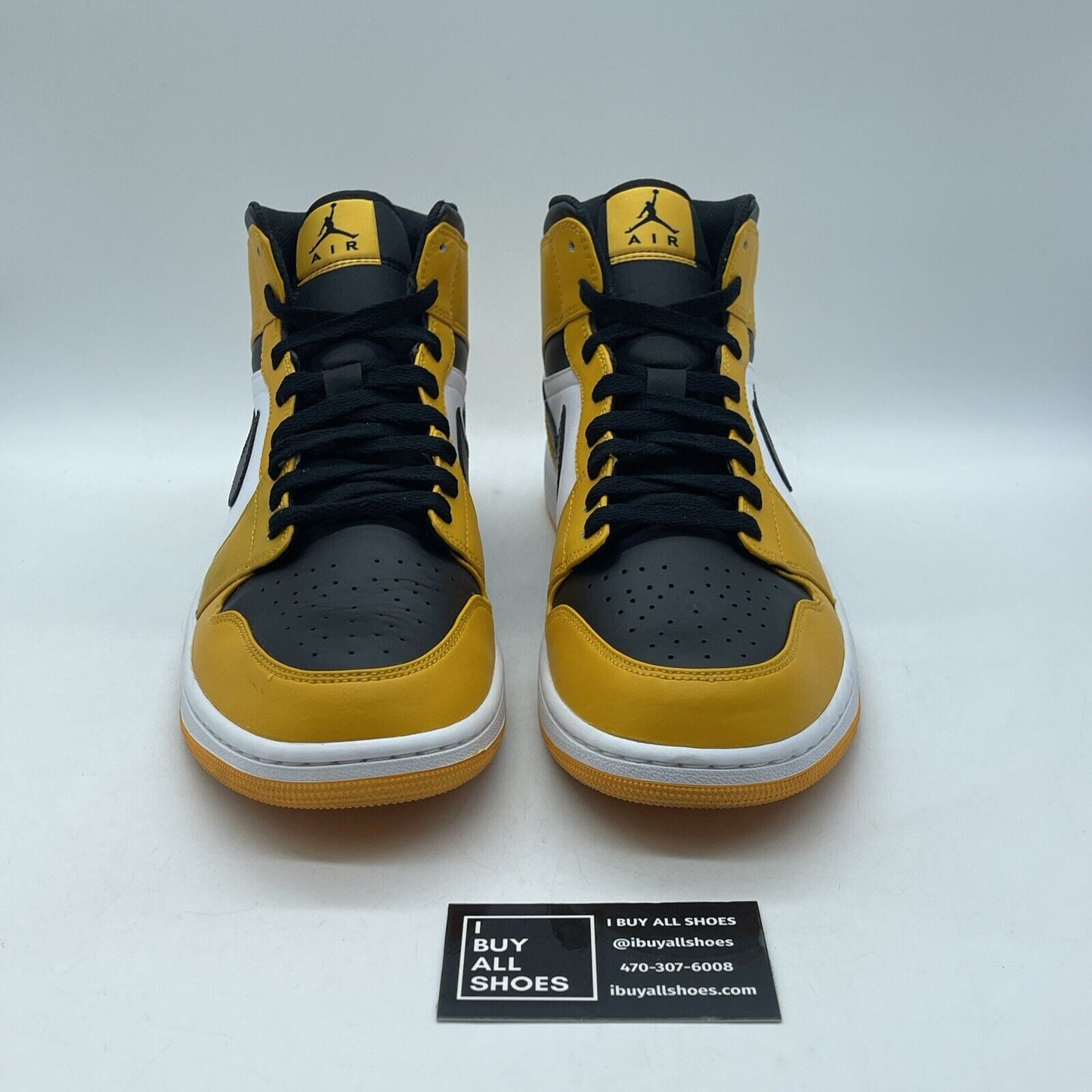 Size 12 - Jordan 1 Mid Taxi 2022 Black Yellow White Leather (554724-701)