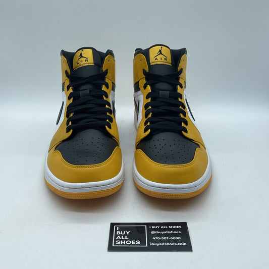 Size 12 - Jordan 1 Mid Taxi 2022 Black Yellow White Leather (554724-701)