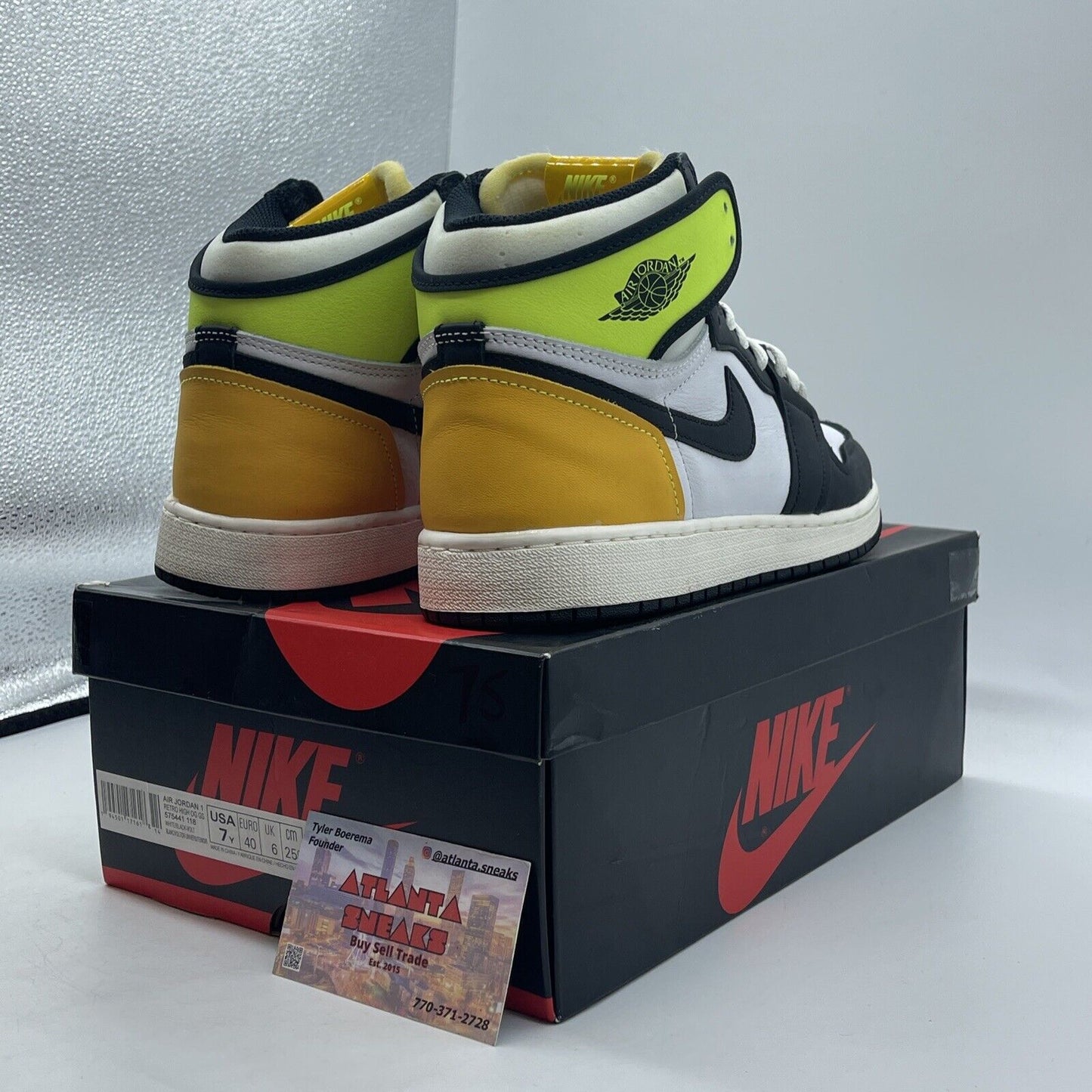 Size 7Y - Jordan 1 Retro High OG Volt Yellow White Black Green (575441-118)