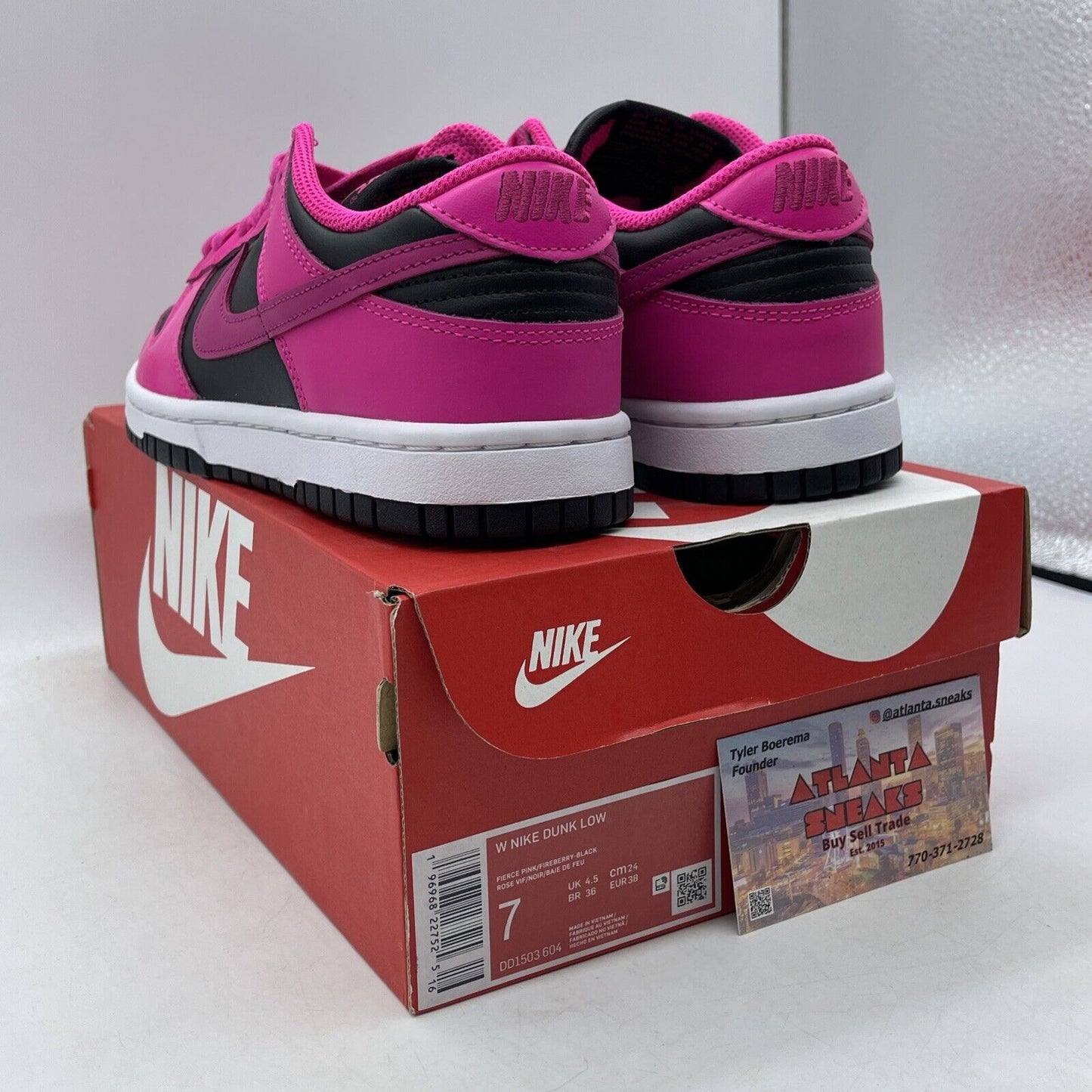 Size 7W - Nike Dunk Low Fierce Pink Black White Leather (DD1503-604)