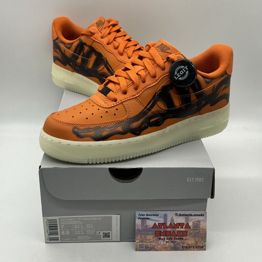 Size 7 - Nike Air Force 1 Low Orange Skeleton Brand New Og All Leather DS