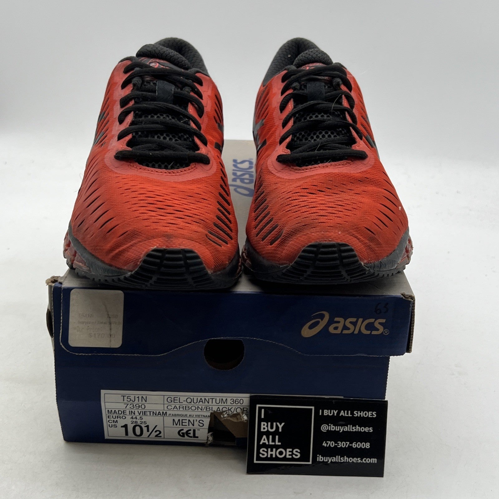 Size 10.5 - Asics Gel-Quantum 360 Mens Running Shoes Orange Black (T5J1N-7390)
