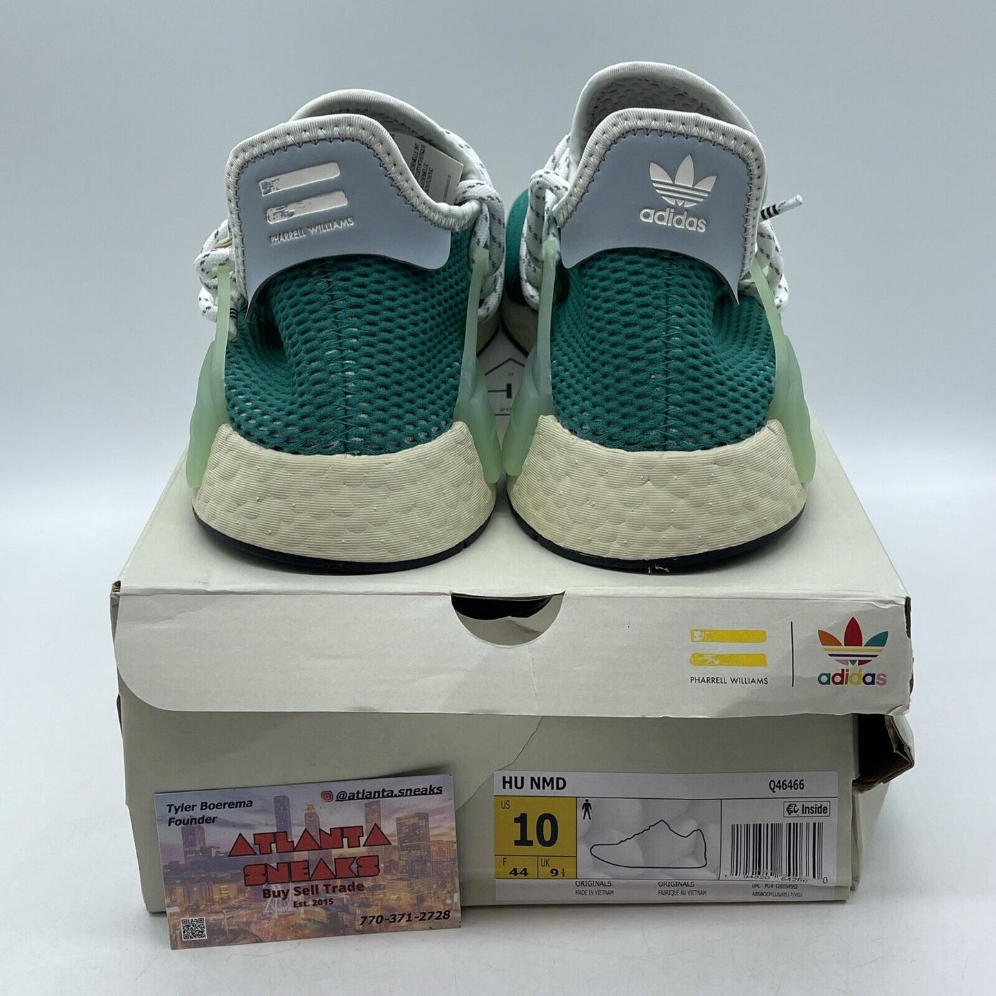 Size 10 - adidas Pharrell x NMD Human Race Dash Green white Black (Q46466)