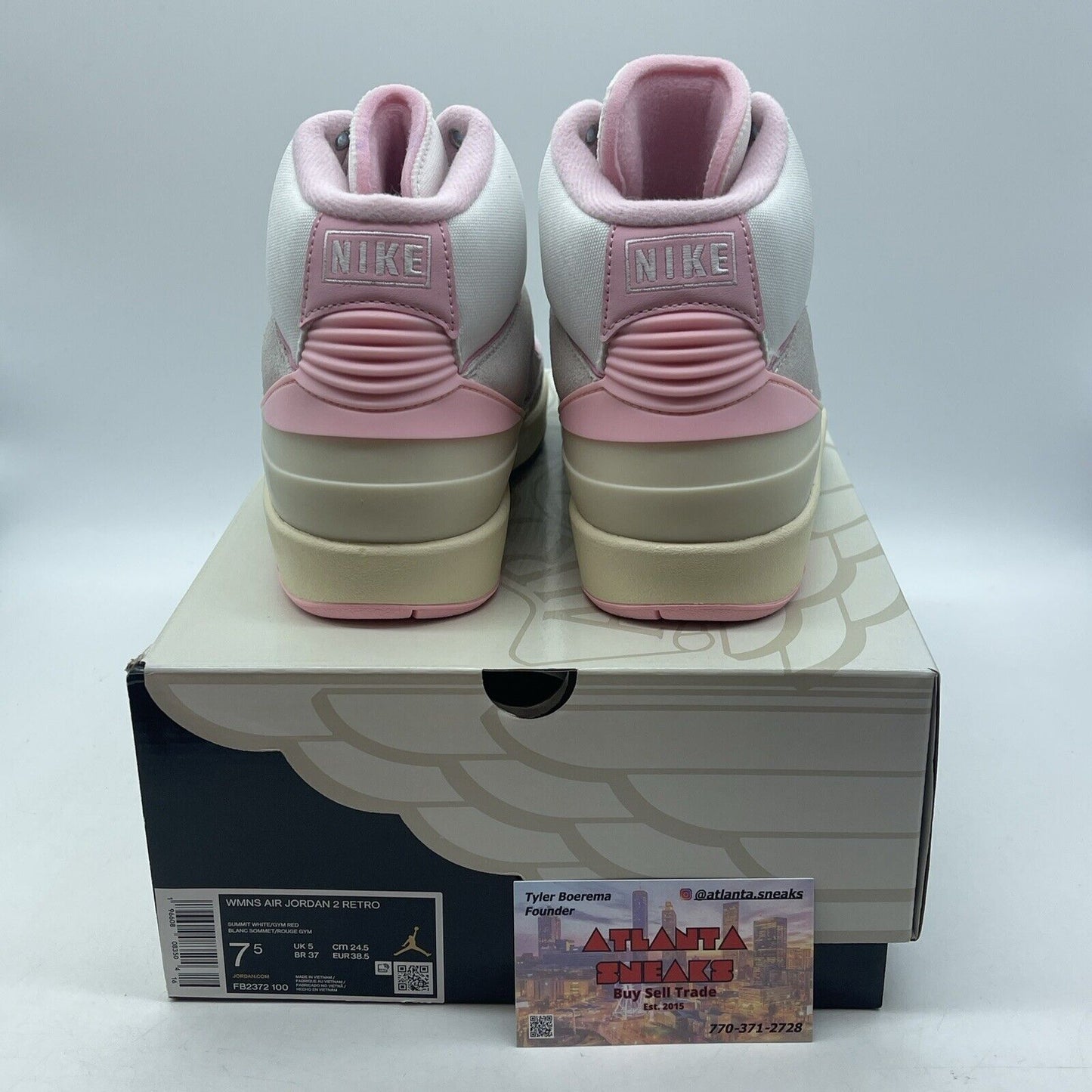 Size 7.5W - Air Jordan 2 Retro Soft Pink White Grey Red Suede (FB2372-100)