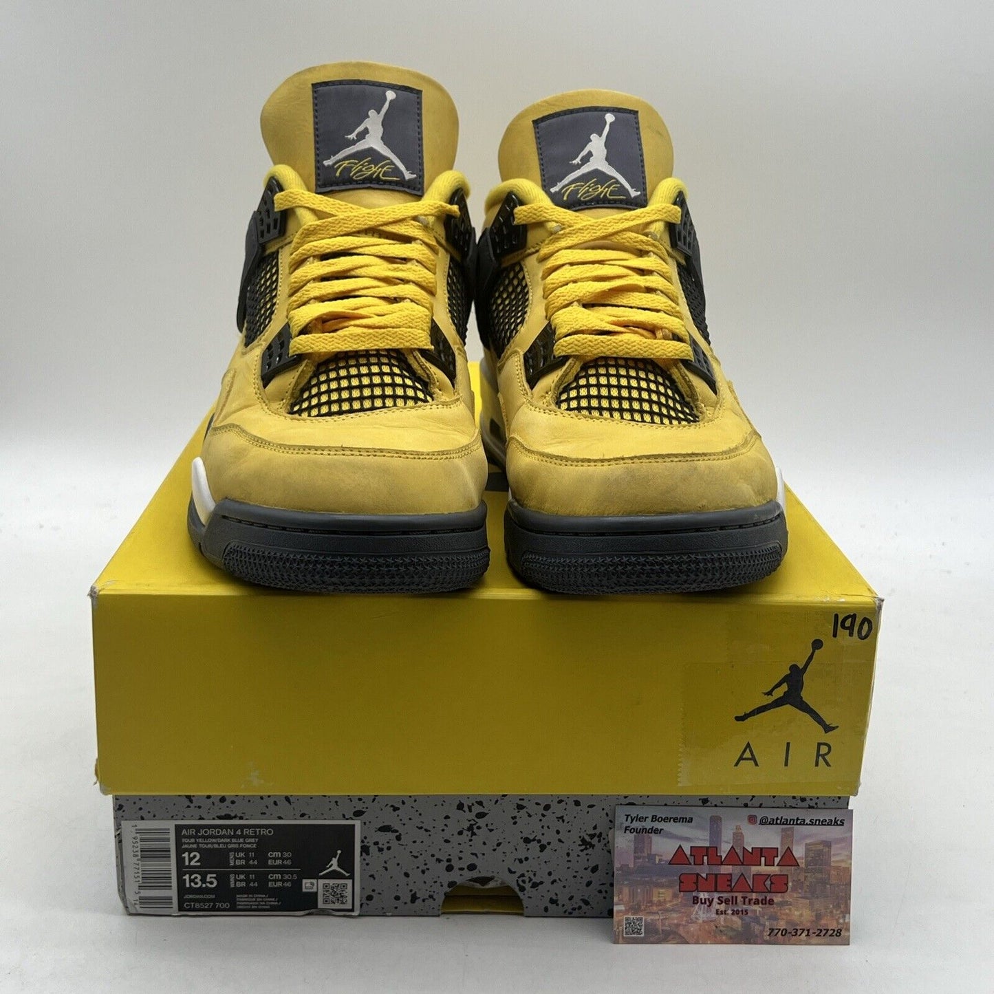 Size 12 - Jordan 4 Retro Mid Lightning White Grey Yellow Suede (CT8527-700)