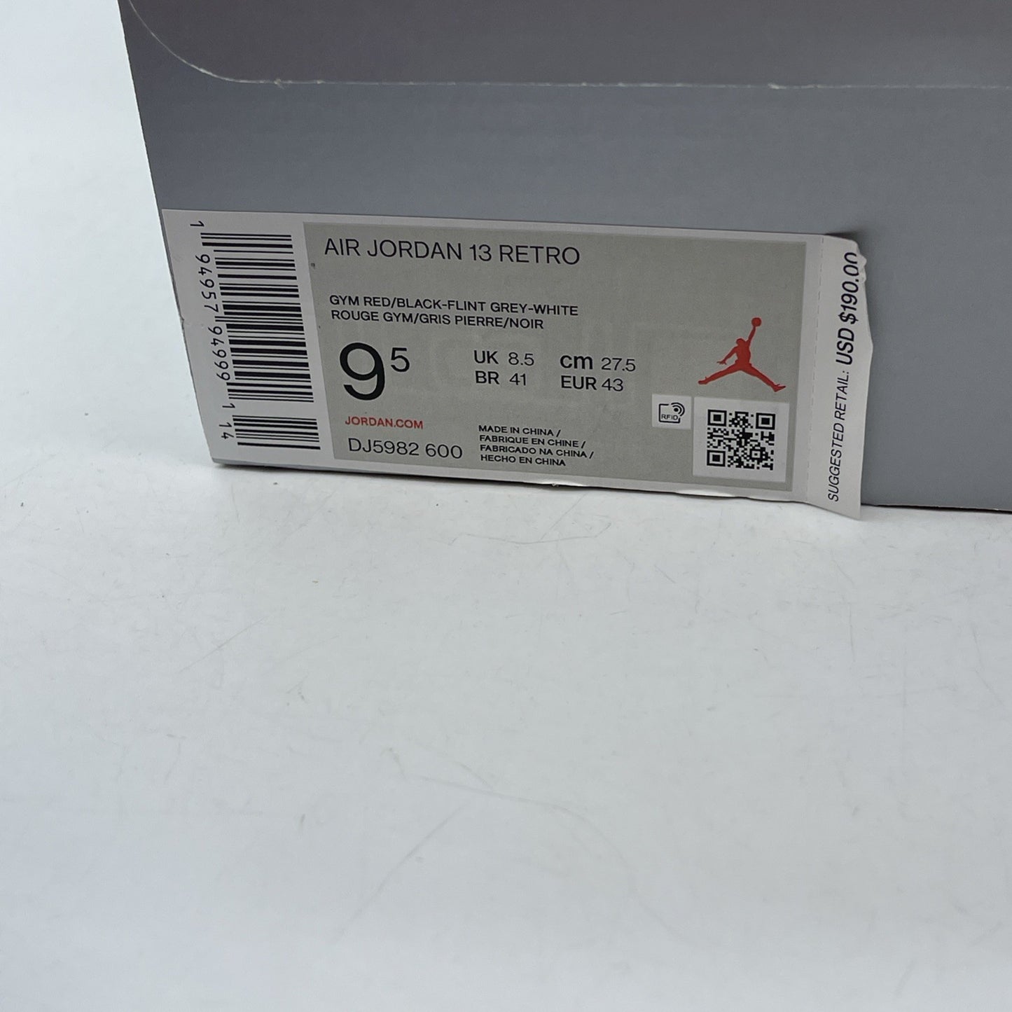 Size 9.5 - Air Jordan 13 Gym Red Flint Grey (DJ5982600)