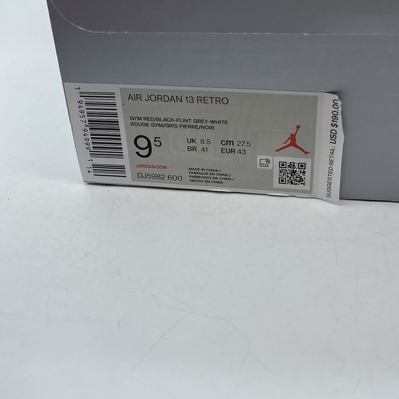 Size 9.5 - Air Jordan 13 Gym Red Flint Grey (DJ5982600)