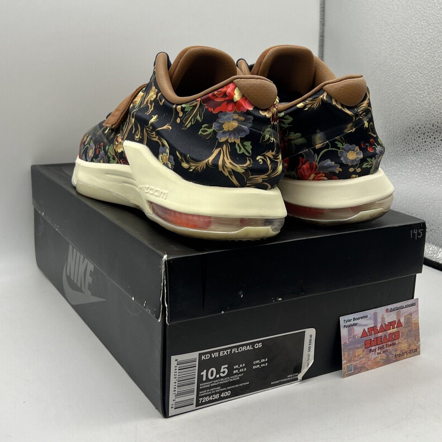 Size 10.5 - Nike KD 7 EXT QS Floral Navy Brown White (726438-400)