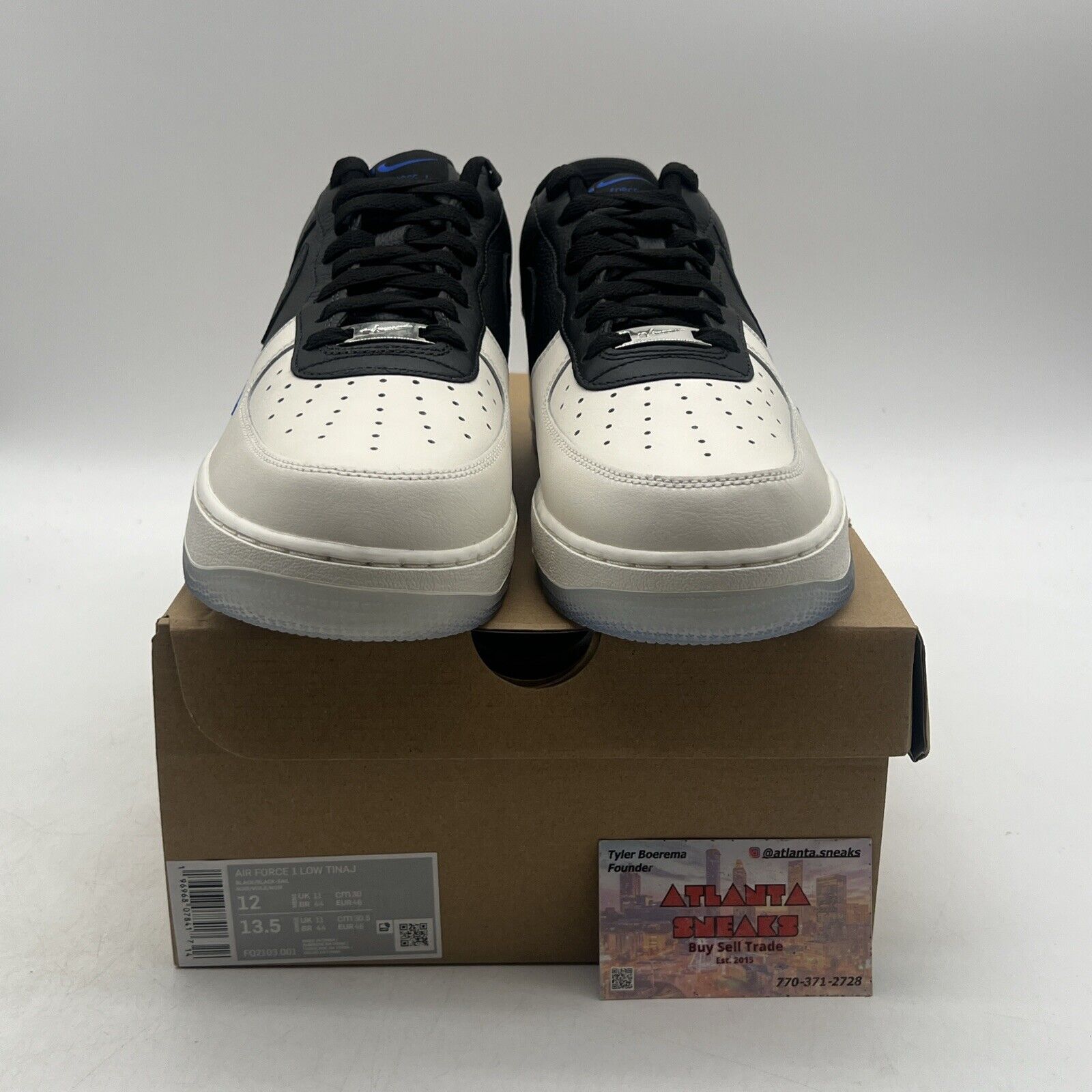 Size 12 - Nike Air Force 1 Low TINAJ Black White Blue (FQ2103-003)