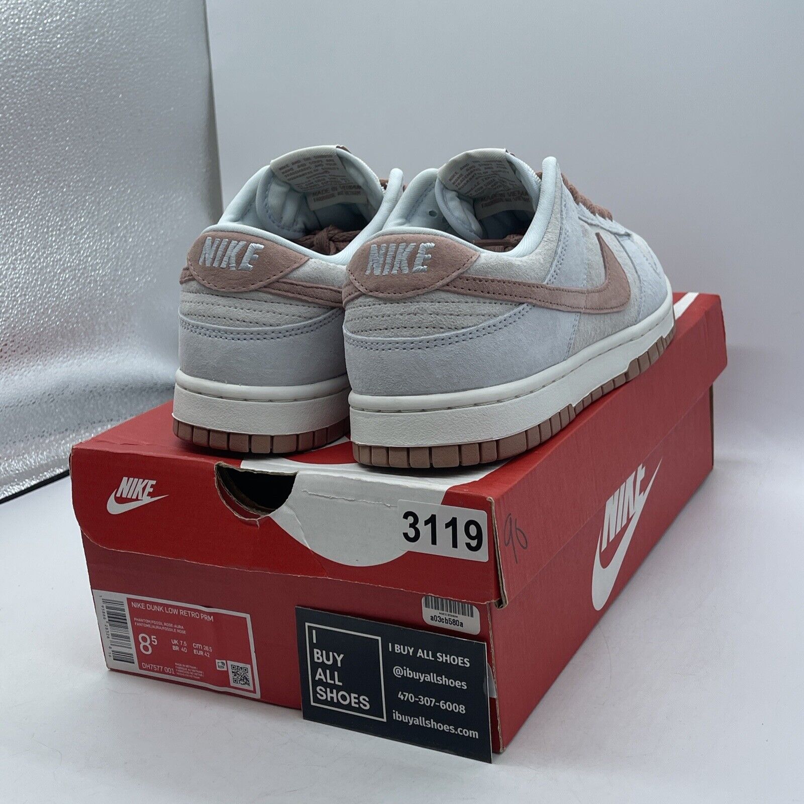 Size 8.5 - Nike Dunk Premium Low Fossil Rose Pink Blue Suede (DH7577-001)