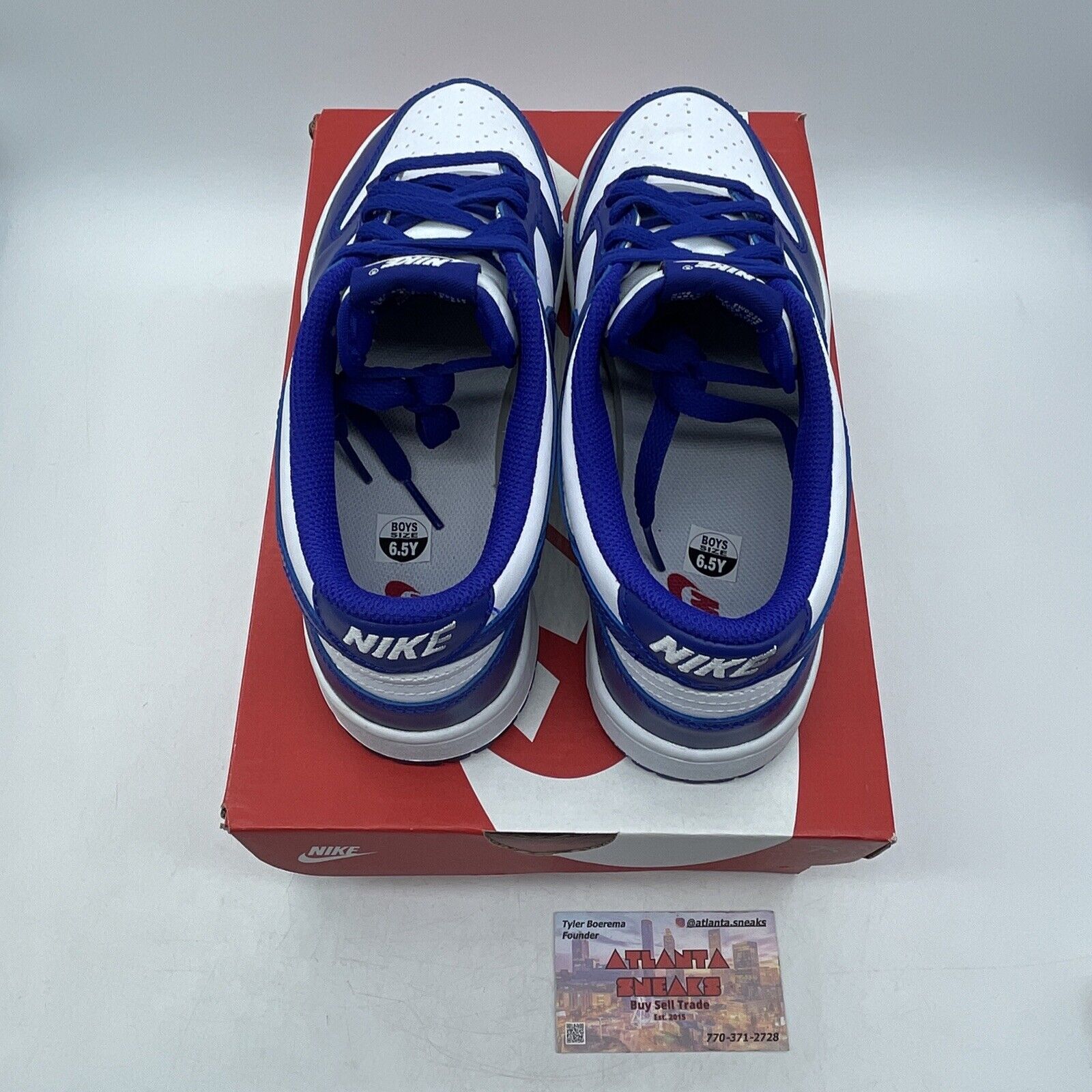 Size 6.5Y - Nike Dunk low Concord (GS) White Blue Leather (FB9109-106)