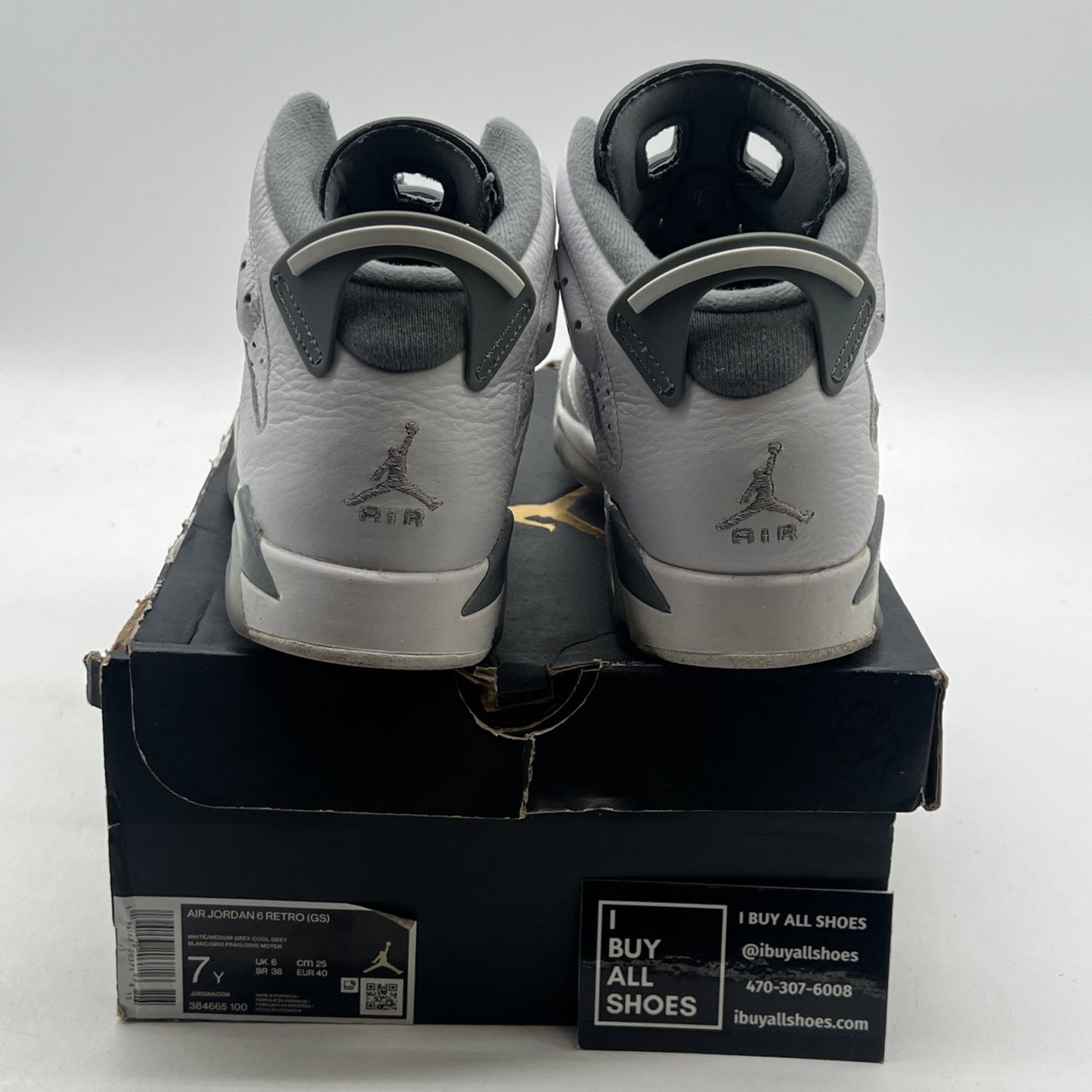 Size 7Y - Air Jordan Air 6 Retro Mid Cool Grey - (384665-100)