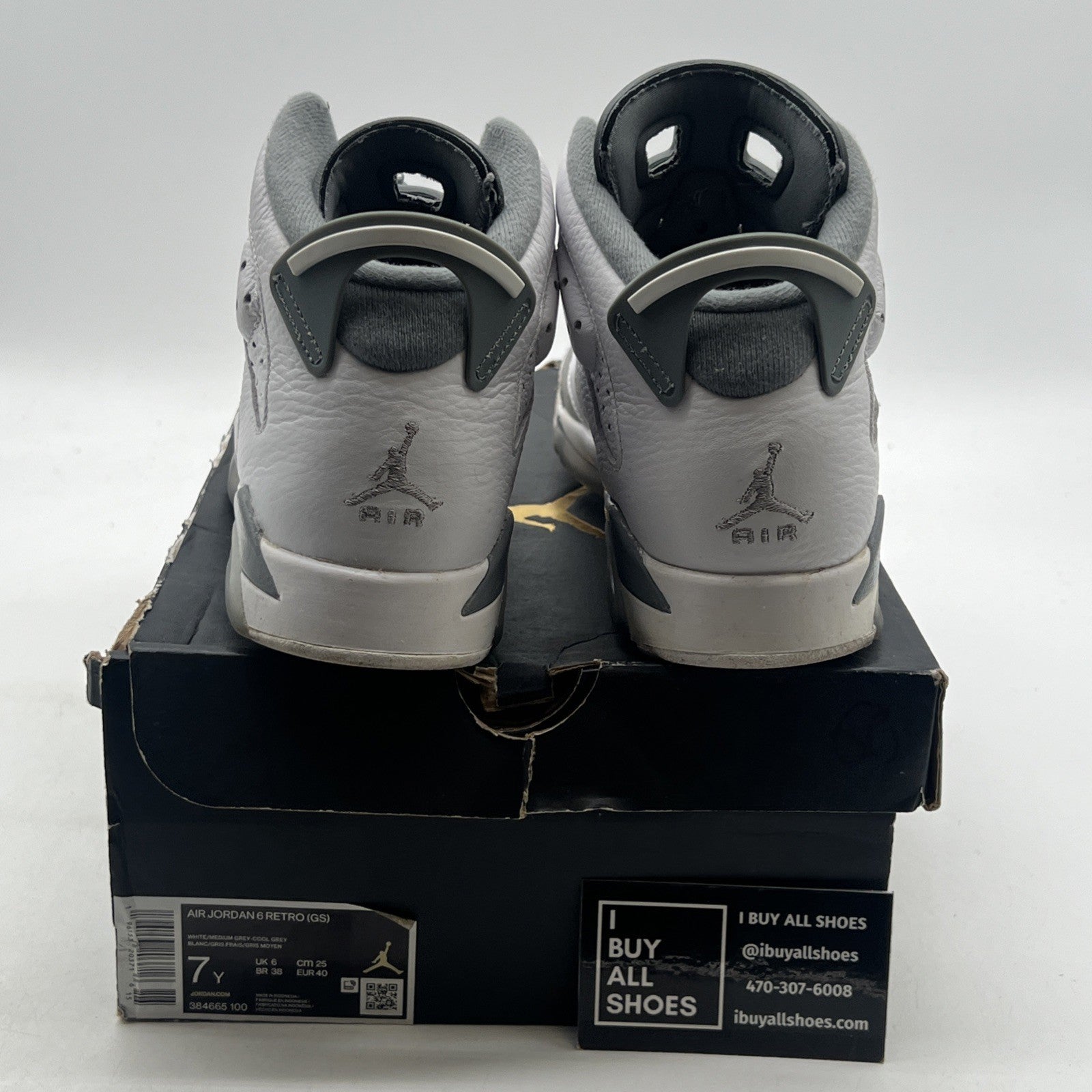 Size 7Y - Air Jordan Air 6 Retro Mid Cool Grey - (384665-100)