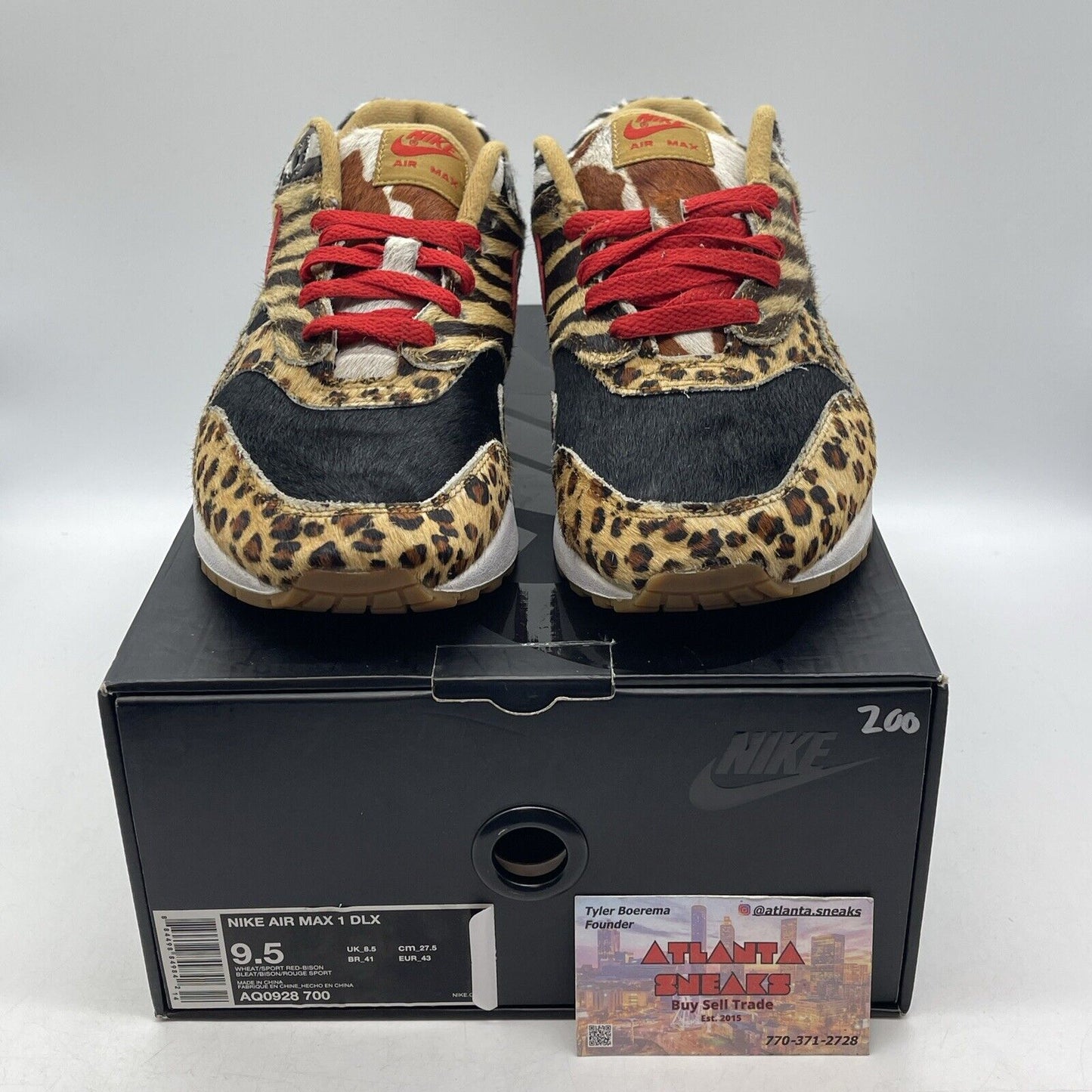 Size 9.5 - Nike Atmos x Air Max 1 DLX 2018 Animal Pack Black White (AQ0928-700)