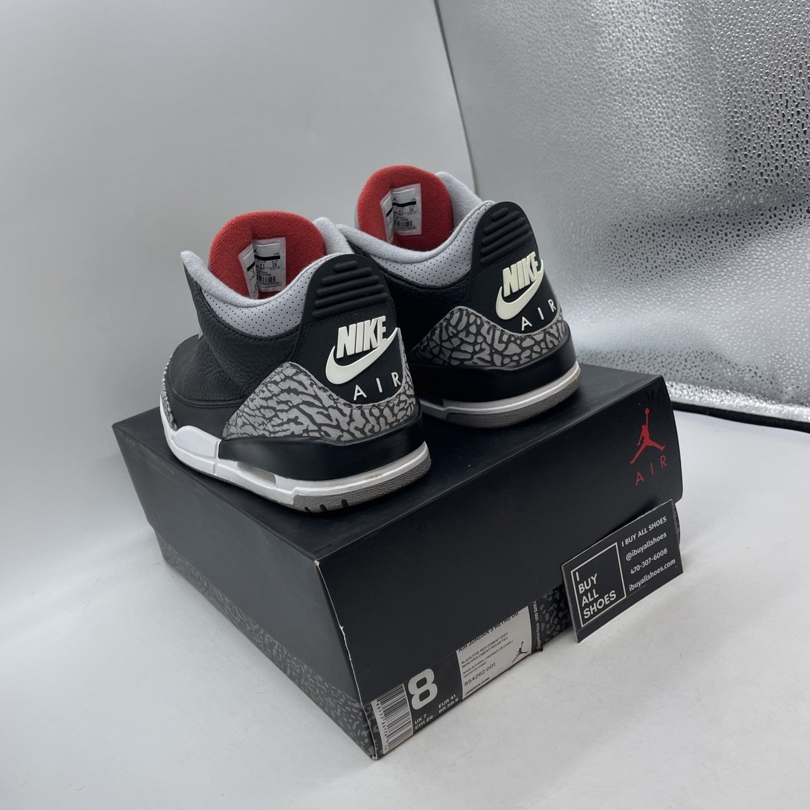 Size 8 - Air Jordan 3 Retro OG Mid Black Cement (854262-001)