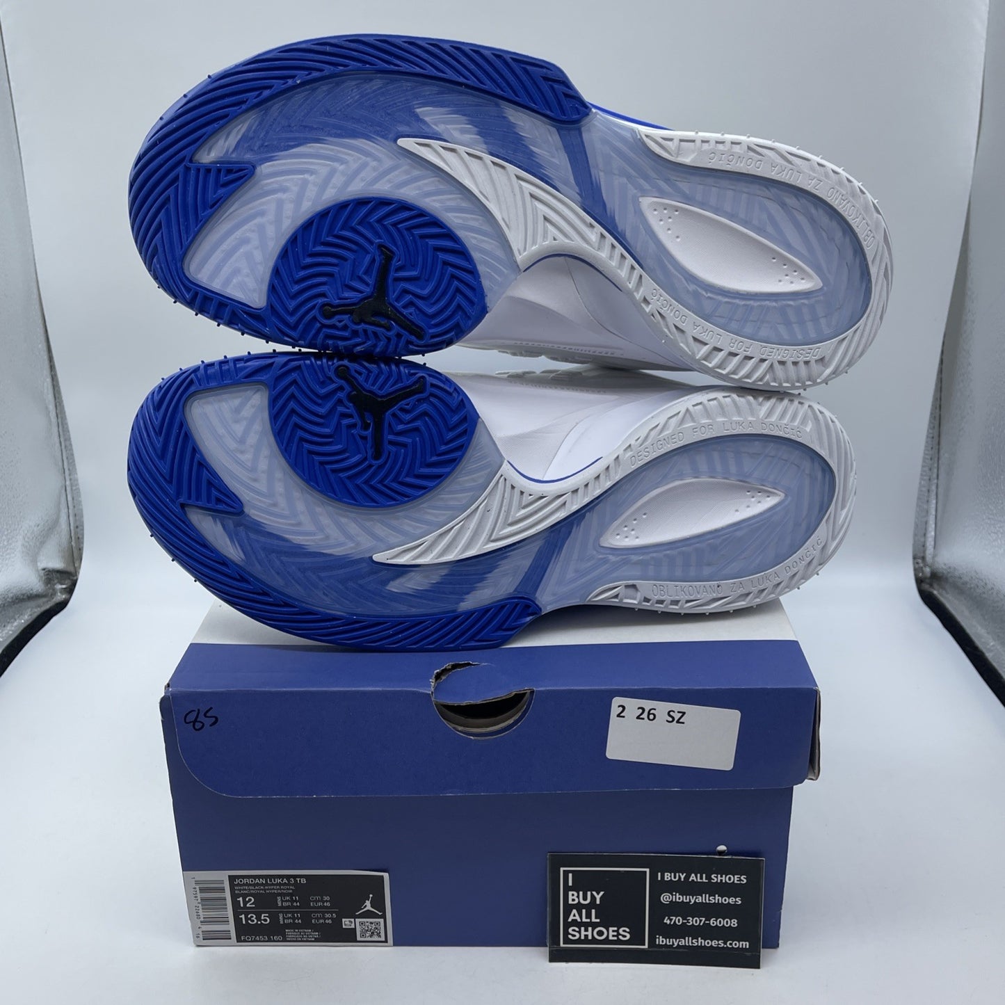 Size 12 - Jordan Luka 3 TB White Black Hyper Royal Black Leather (FQ7453-160)