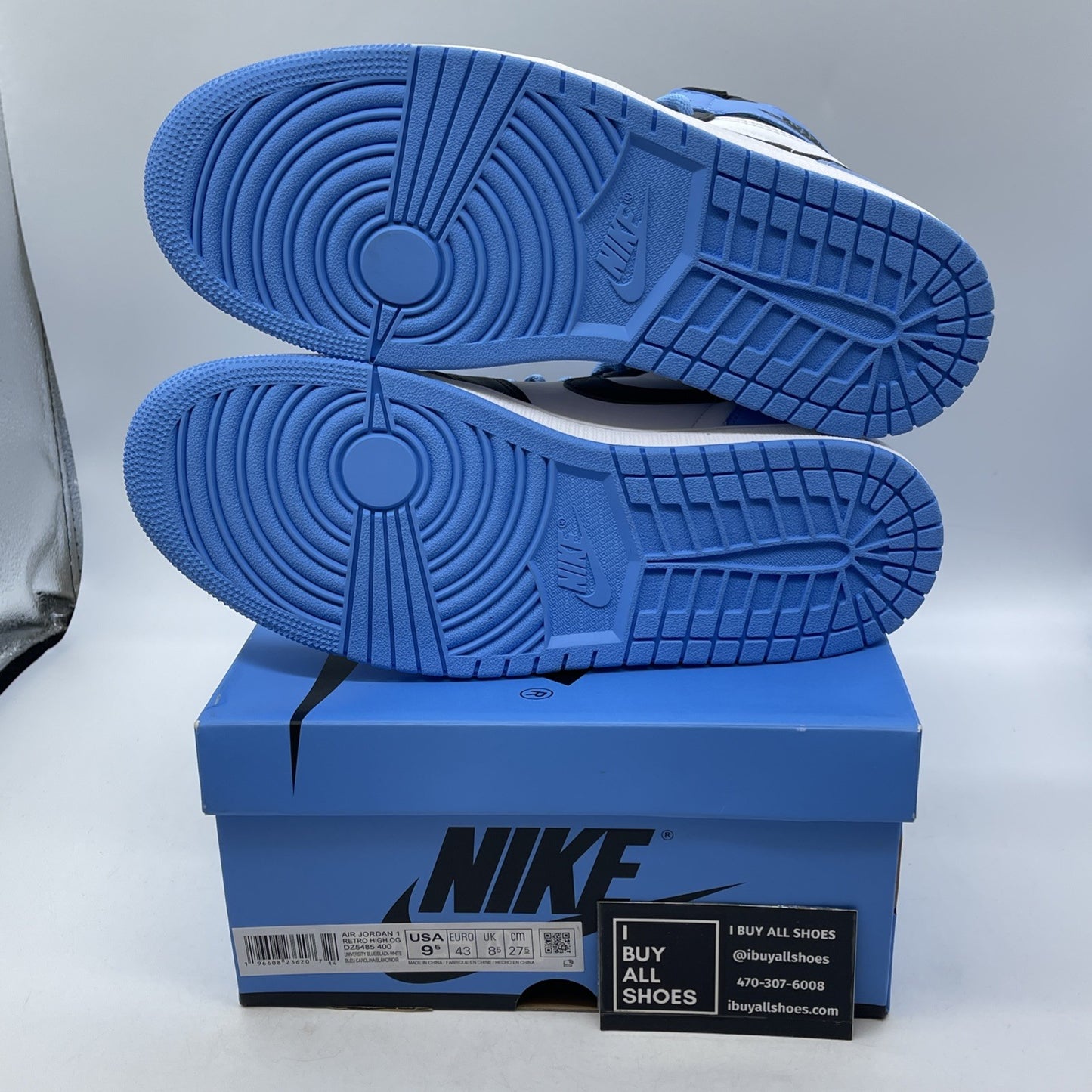 Size 9.5 - Air Jordan 1 Retro OG High UNC Toe Black White Leather (DZ5485-400)